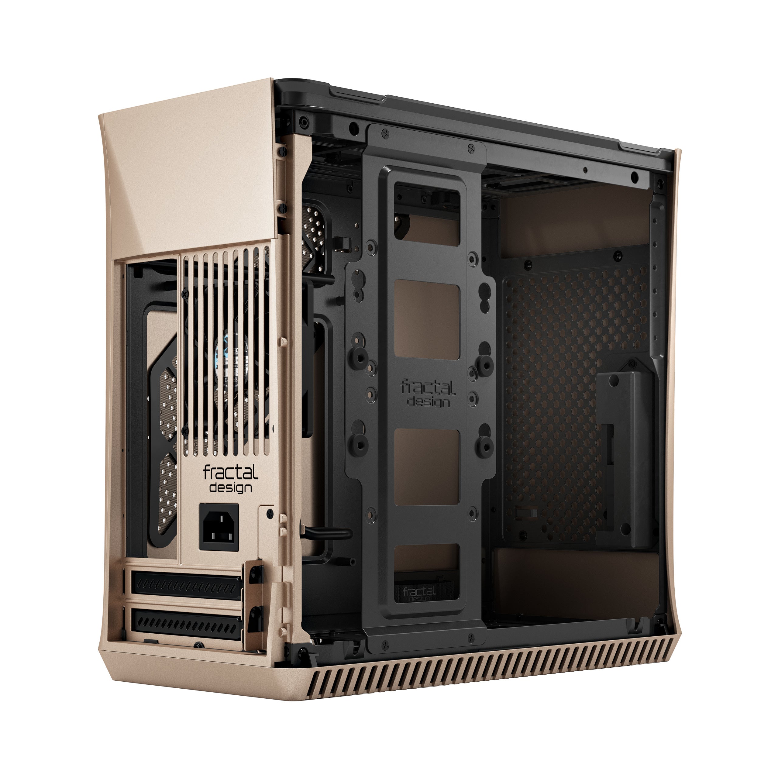 Fractal Design Era ITX SFF Computer Case, USB Ports, Cooling Fans, One 3.5" HDD or Two 2.5" SSDs Support, Gold - FD-CA-ERA-ITX-CHP