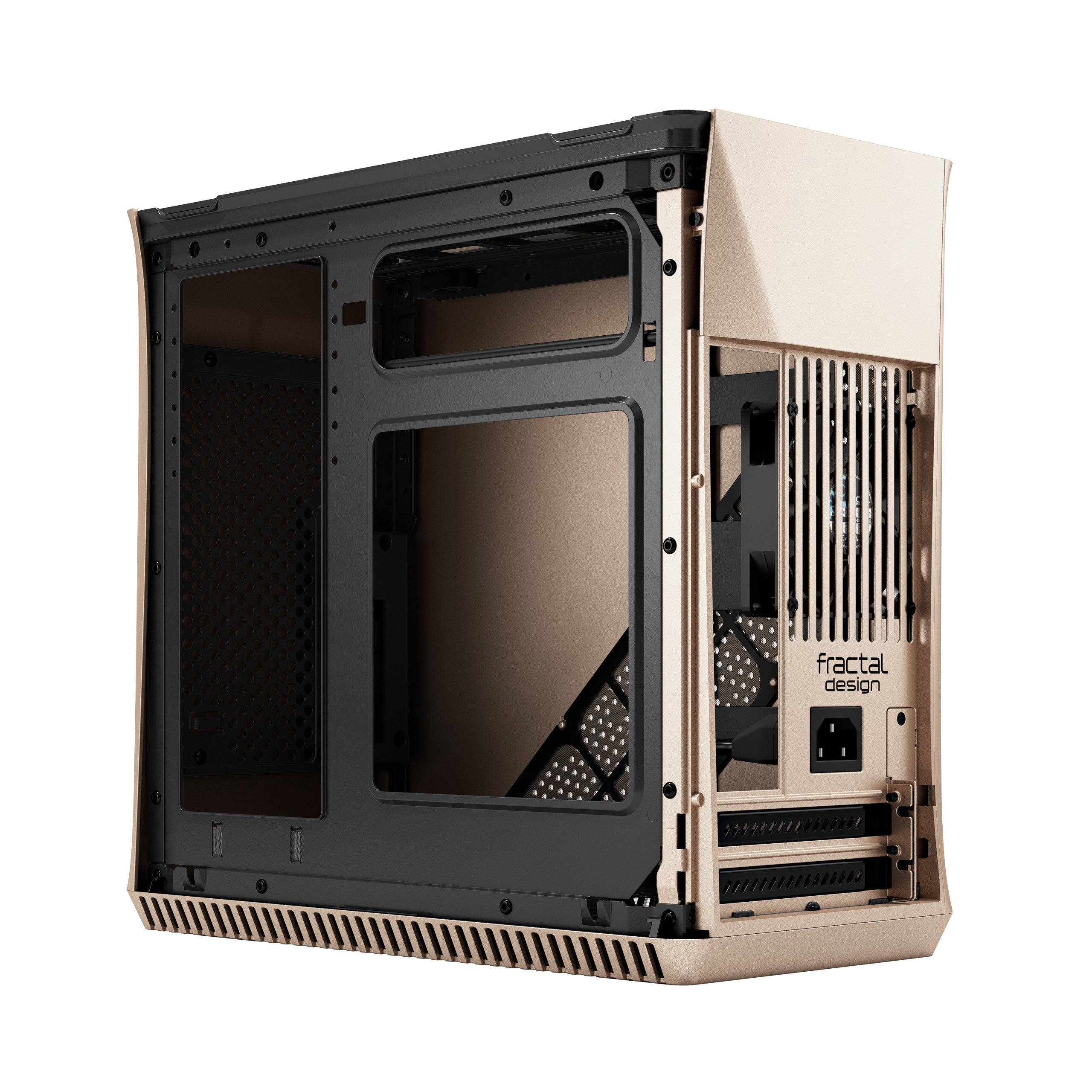 Fractal Design Era ITX SFF Computer Case, USB Ports, Cooling Fans, One 3.5" HDD or Two 2.5" SSDs Support, Gold - FD-CA-ERA-ITX-CHP