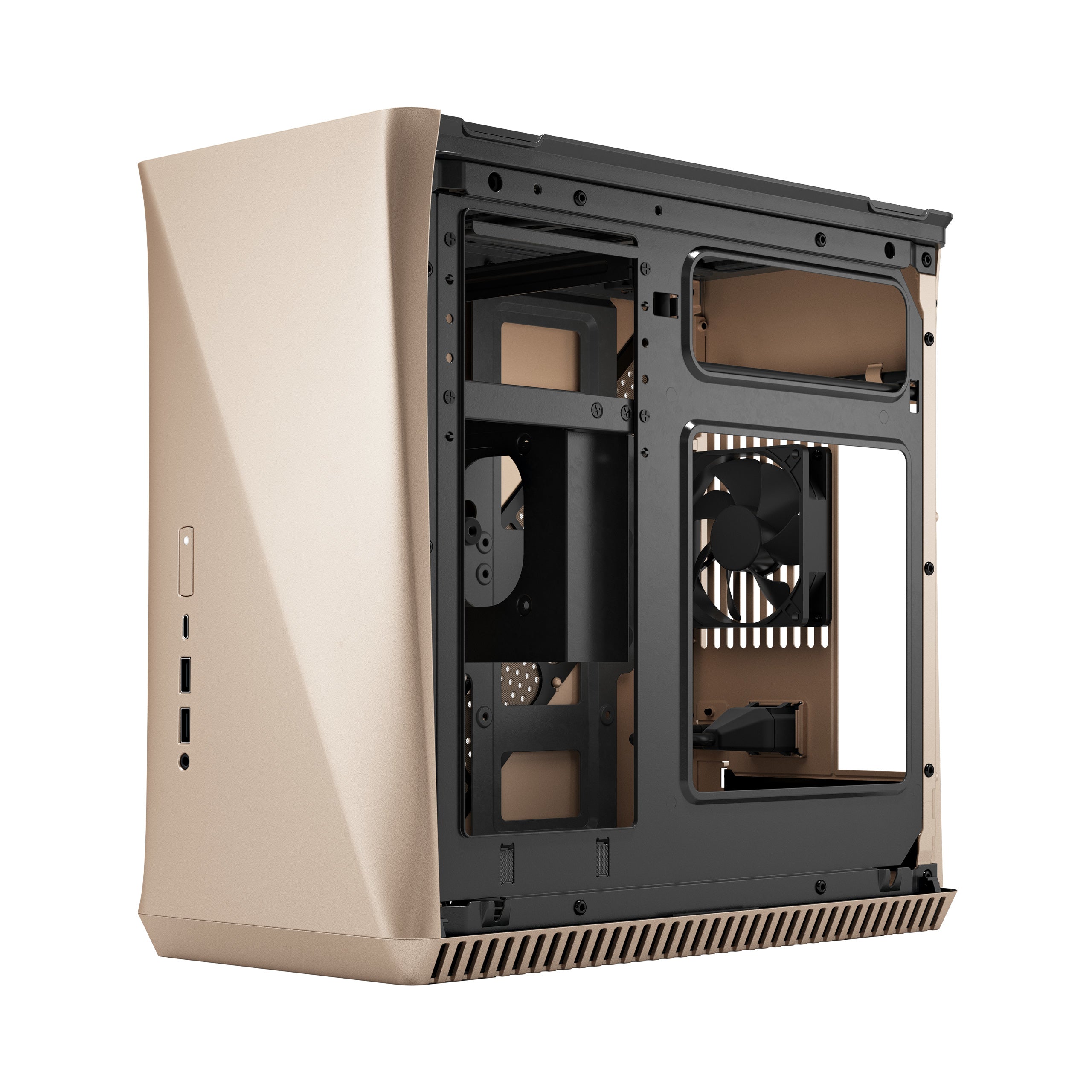 Fractal Design Era ITX SFF Computer Case, USB Ports, Cooling Fans, One 3.5" HDD or Two 2.5" SSDs Support, Gold - FD-CA-ERA-ITX-CHP