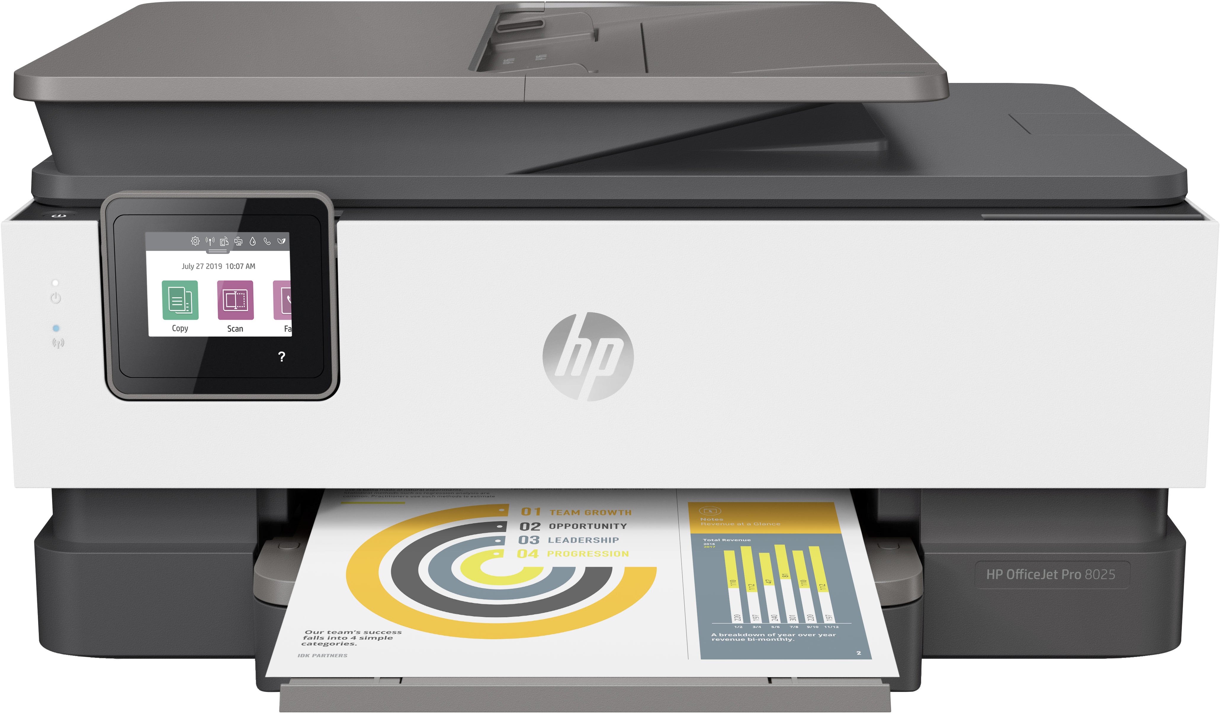 HP OfficeJet Pro 8025 All-in-One Color Inkjet Printer, 20 ppm Black, 10 ppm Color, 4800 x 1200 dpi, 256 MB Memory, WiFi, Ethernet, Duplex Printing - 1KR57A#B1H