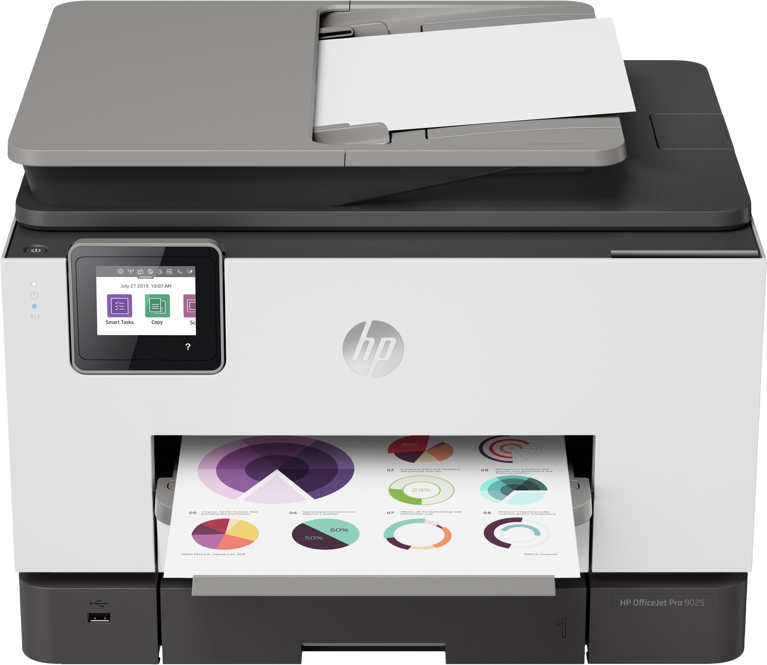 HP OfficeJet Pro 9025 All-in-One Color Inkjet Printer, 24 ppm Black, 20 ppm Color, 4800 x 1200 dpi, 512 MB Memory, WiFi, Ethernet, USB 2.0, Duplex Printing - 1MR66A#B1H