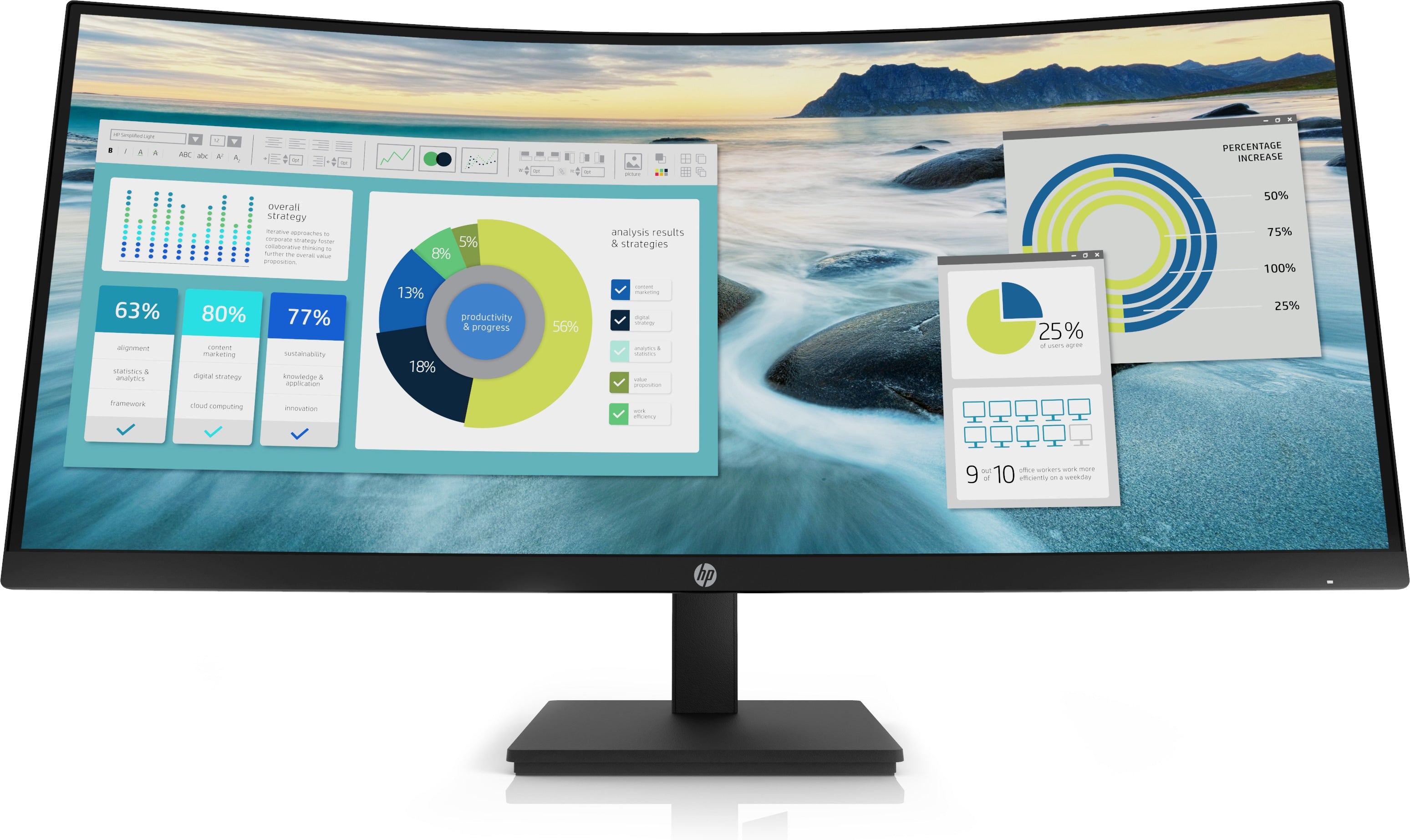 HP P34hc G4 34" WQHD USB-C Curved Monitor, 21:9, 5MS, 5M:1-Contrast - 21Y56AA#ABA