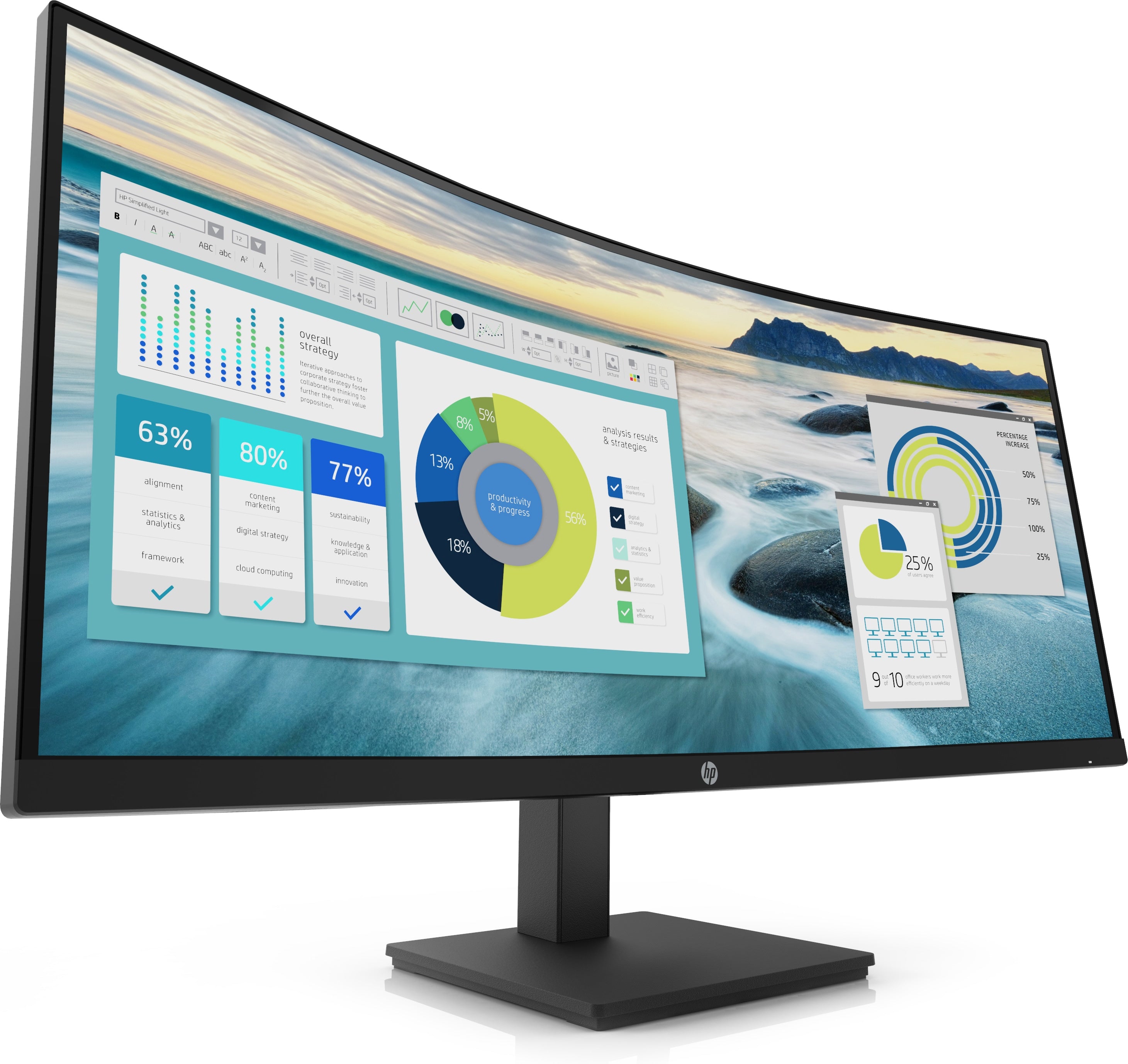 HP P34hc G4 34" WQHD USB-C Curved Monitor, 21:9, 5MS, 5M:1-Contrast - 21Y56AA#ABA