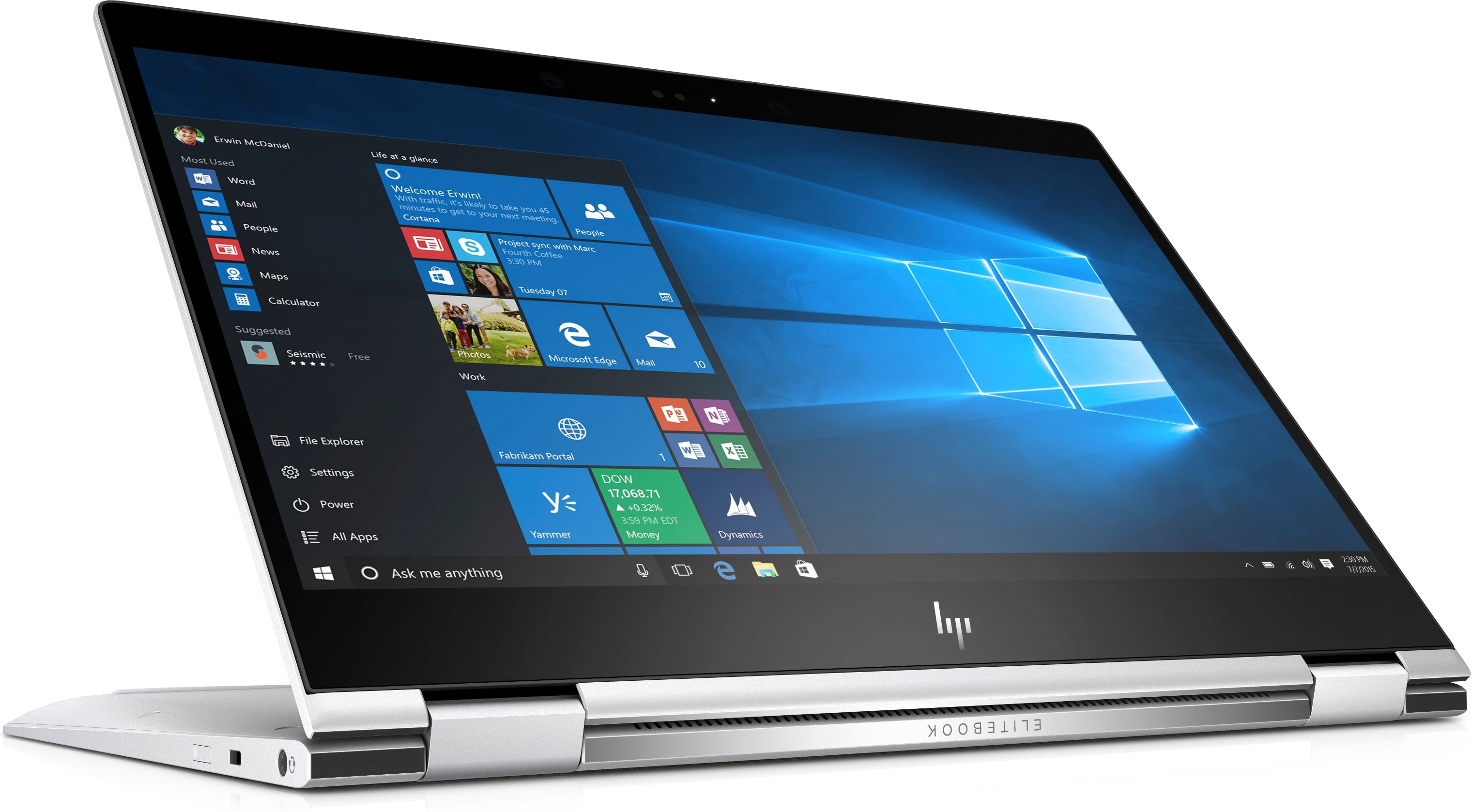 HP EliteBook x360 1020 G2 Touchscreen Notebook, Intel Core i5, 2.50GHz, 8GB RAM, 128GB SSD, Windows 10 Pro - 2UN95UTR#ABA (Certified Refurbished)