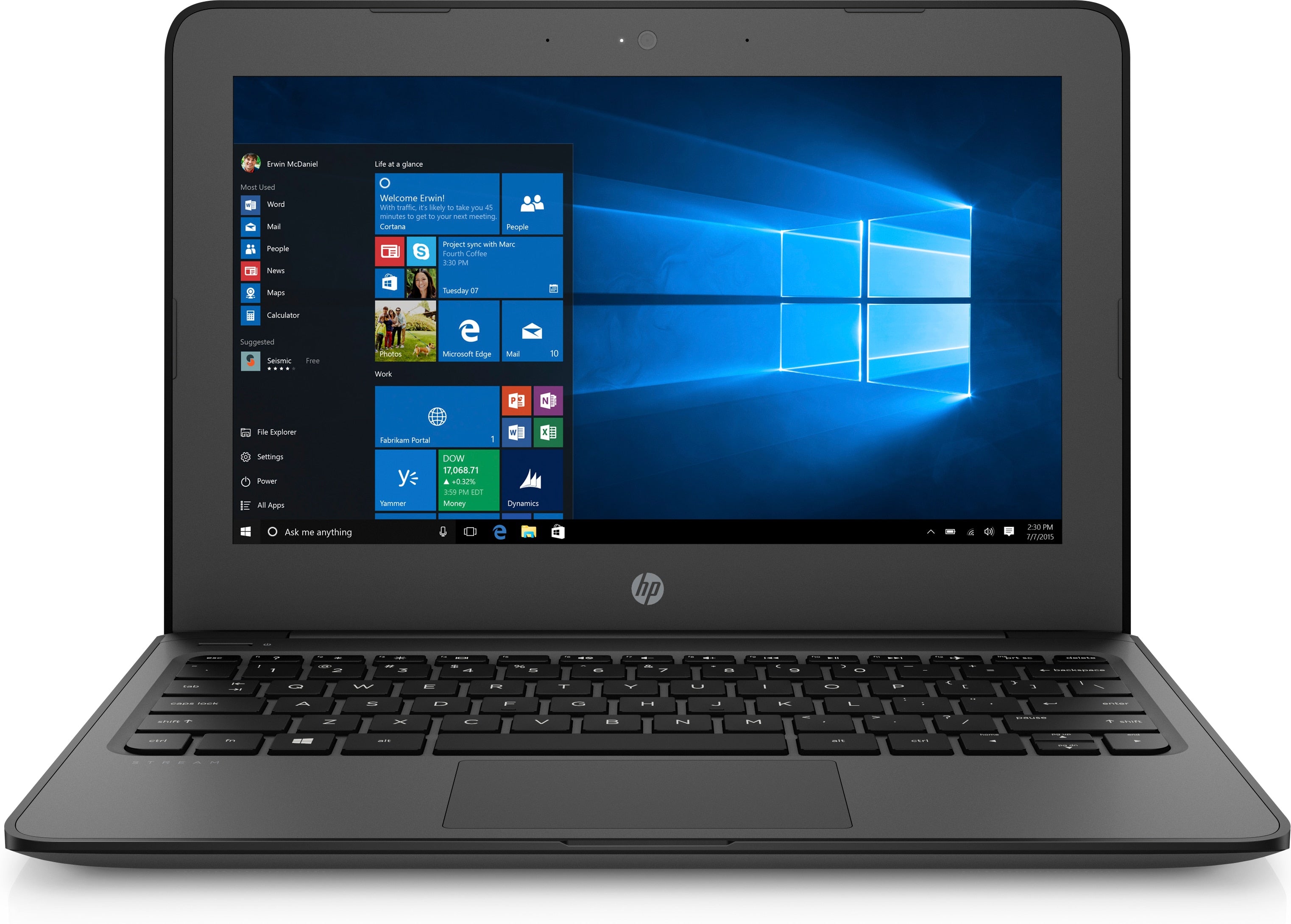 HP Stream Pro 11 G4 EE 11.6" HD (Non-Touch) Notebook, Intel Celeron N3450, 1.10GHz, 4GB RAM, 64GB eMMC, Windows 10 S - 3BB42UT#ABA