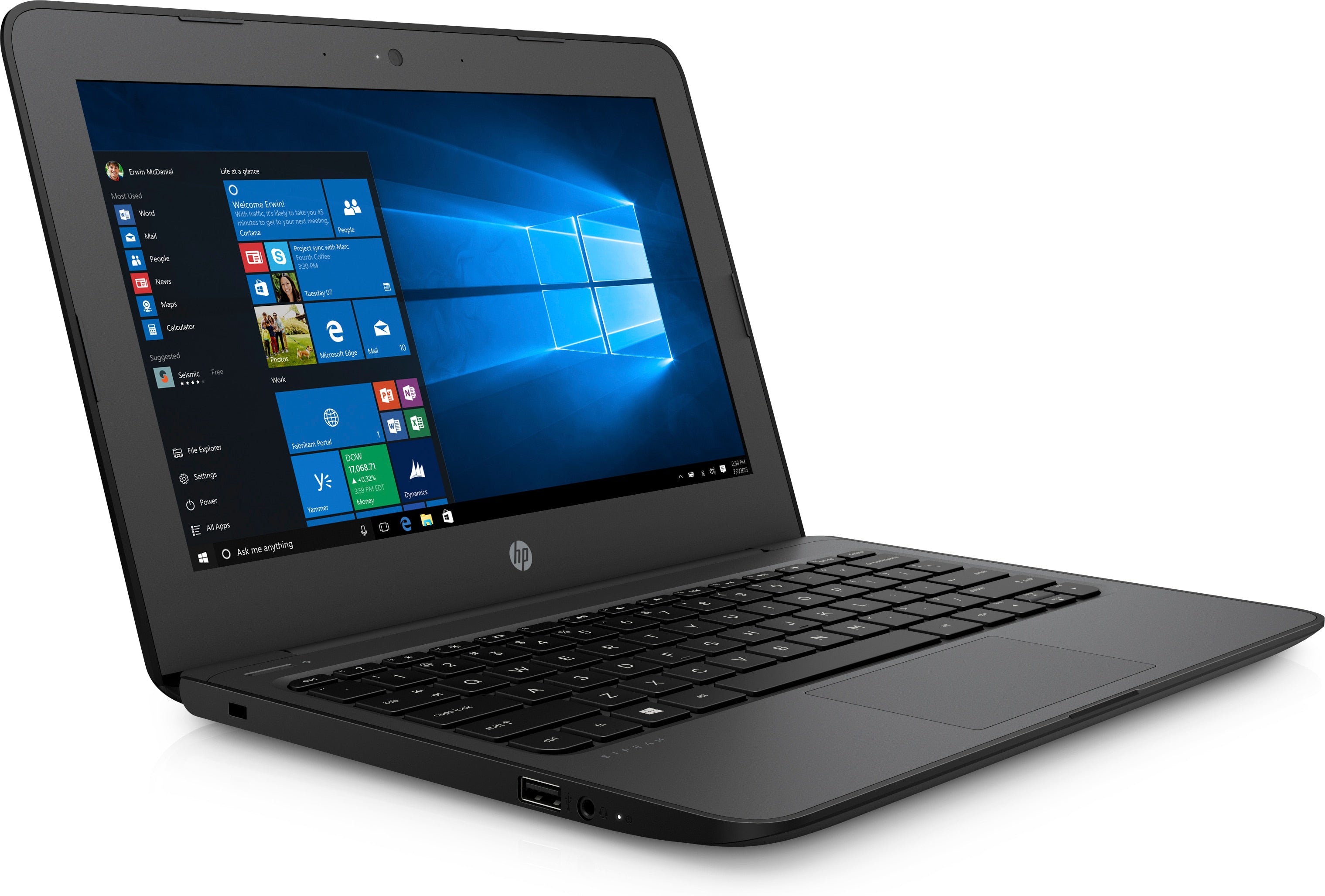 HP Stream Pro 11 G4 EE 11.6" HD (Non-Touch) Notebook, Intel Celeron N3450, 1.10GHz, 4GB RAM, 64GB eMMC, Windows 10 S - 3BB42UT#ABA