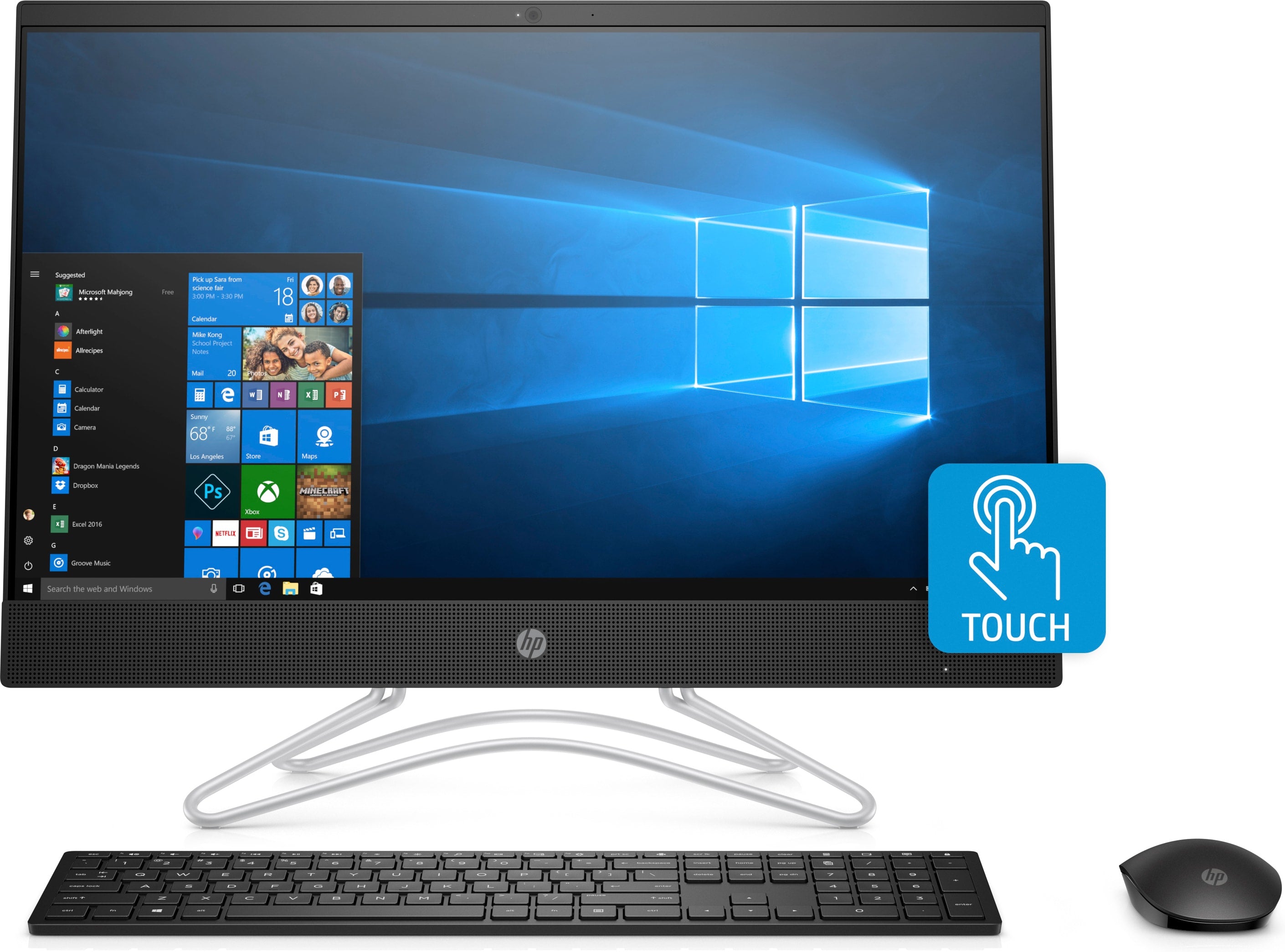 HP 24-f0031 (Touchscreen) All-in-One Desktop PC, 23.8" FHD, AMD A9-9425, 3.10GHz, 8GB RAM, 1TB HDD, Windows 10 Home 64-Bit-3LB06AA#ABA