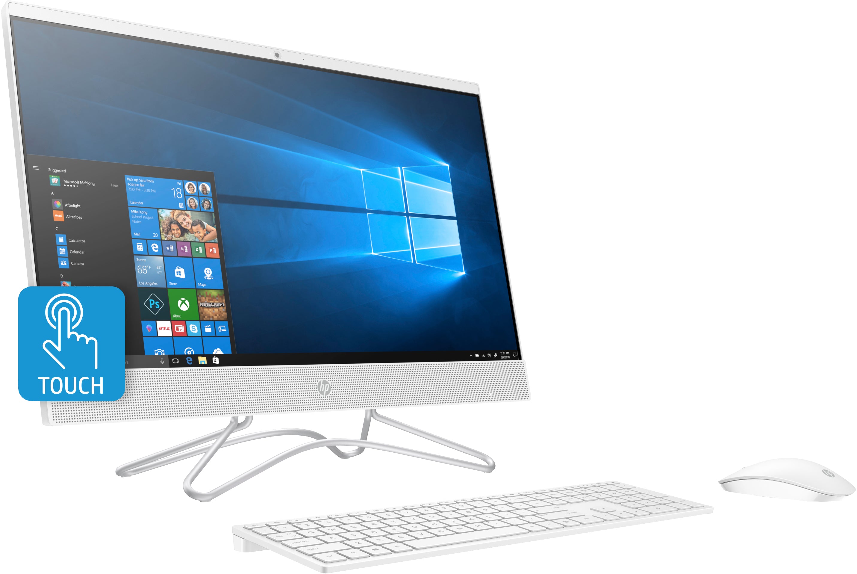 HP 24-f0012cy All-in-One (Touchscreen) Desktop PC, 23.8" FHD, AMD A9-9425, 3.10GHz, 4GB RAM, 1TB HDD, Windows 10 Home 64-Bit, Snow White - 3LC01AA#ABA (Certified Refurbished)