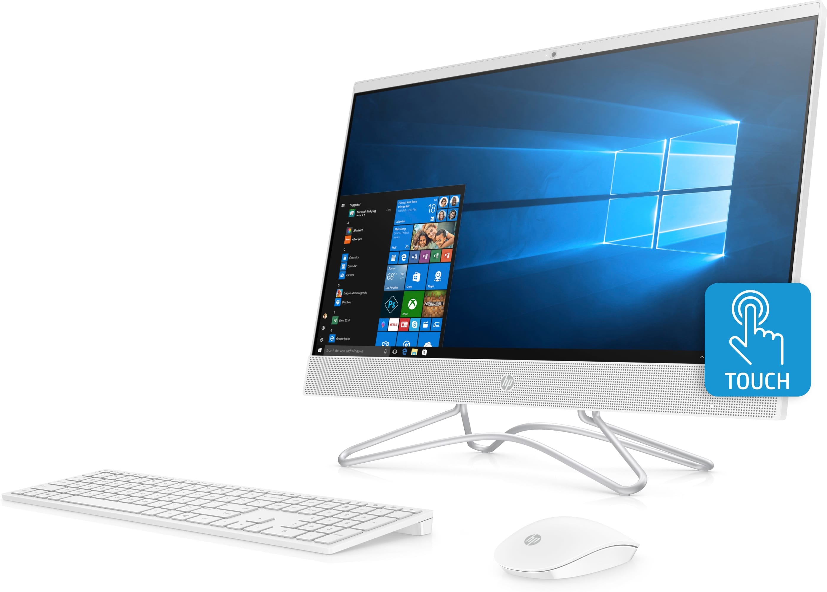 HP 24-f0012cy All-in-One (Touchscreen) Desktop PC, 23.8" FHD, AMD A9-9425, 3.10GHz, 4GB RAM, 1TB HDD, Windows 10 Home 64-Bit, Snow White - 3LC01AA#ABA (Certified Refurbished)