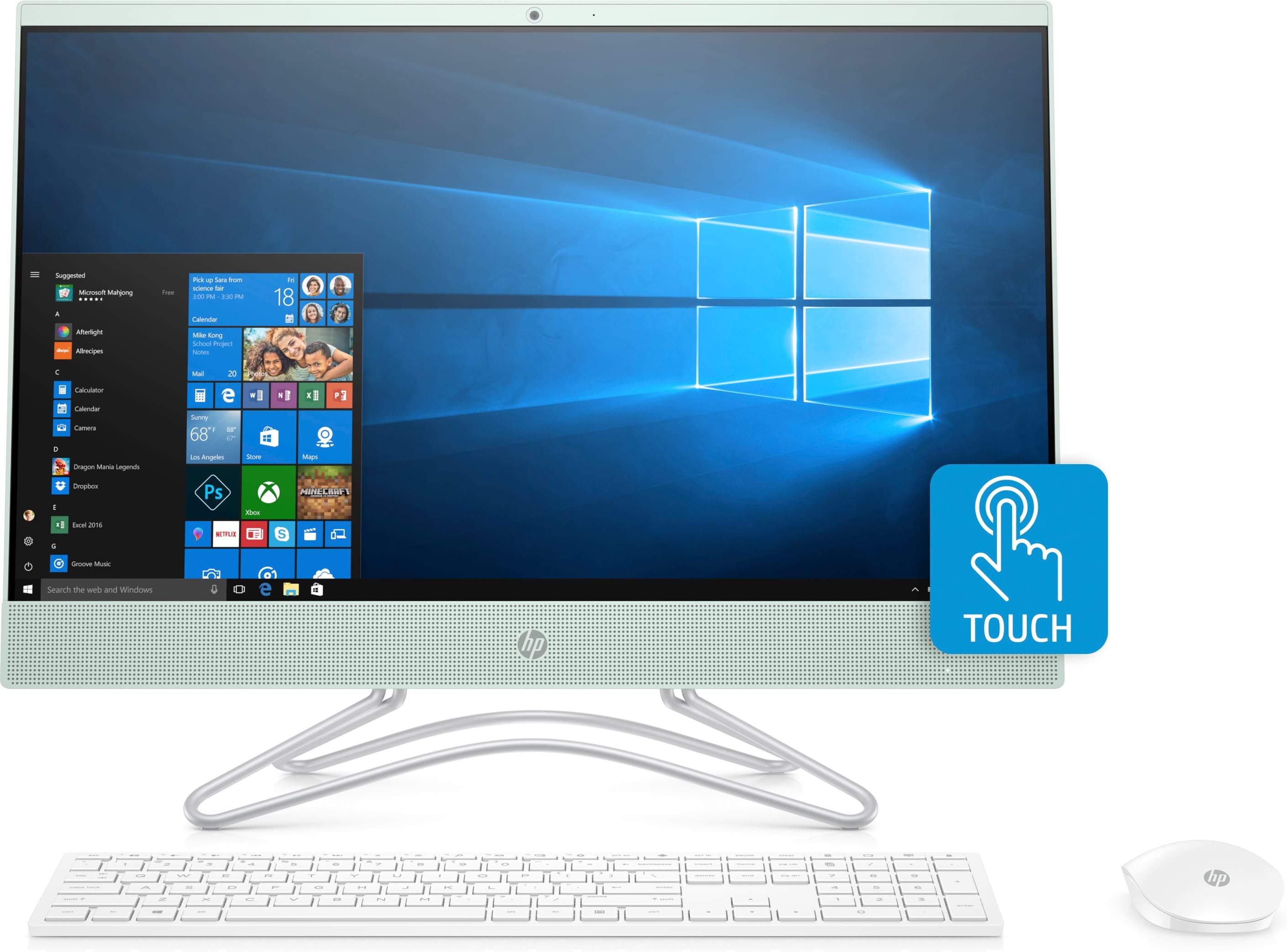 HP 24-f0032cy All-in-One (Touchscreen) Desktop PC, 23.8" FHD, AMD A9-9425, 3.10GHz, 4GB RAM, 1TB HDD, Windows 10 Home 64-Bit, Serenity Mint - 3LC03AA#ABA (Certified Refurbished)
