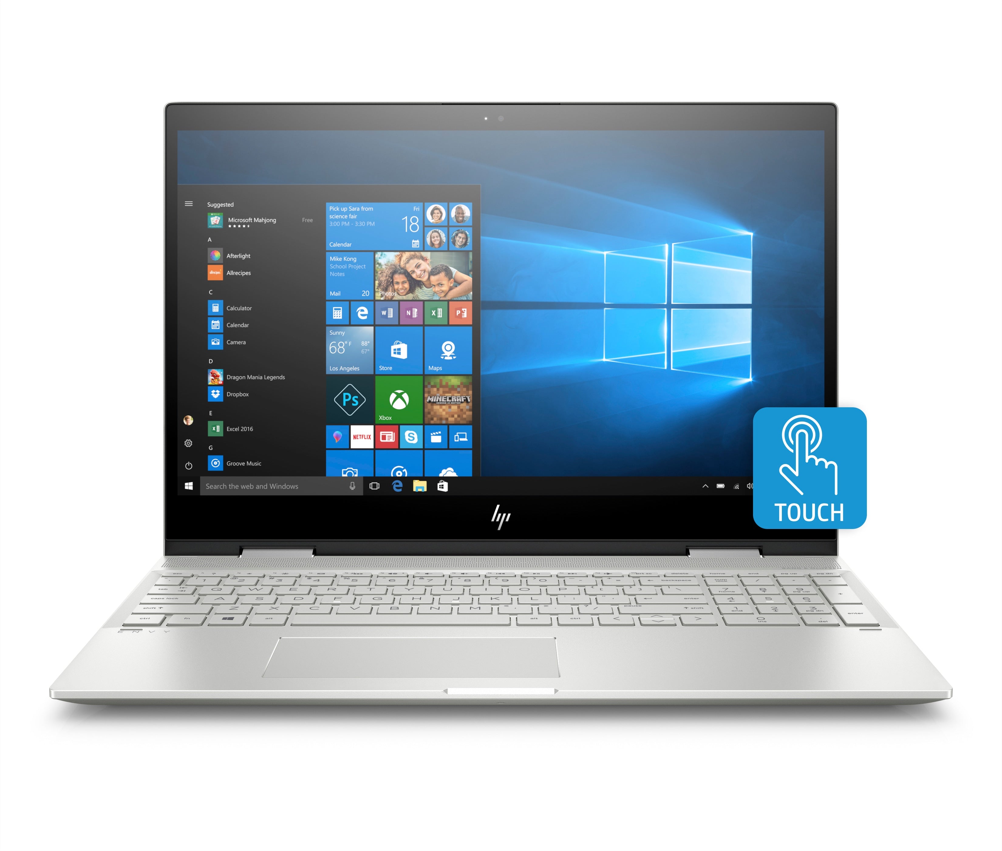 HP Envy X360 15T-BP100 15.6" FHD Touchscreen  Notebook, Intel Core i7, 1.80GHz, 16GB RAM, 360GB PCIe SSD, Windows 10 Home-1ZA23AAR#ABA-WHMW