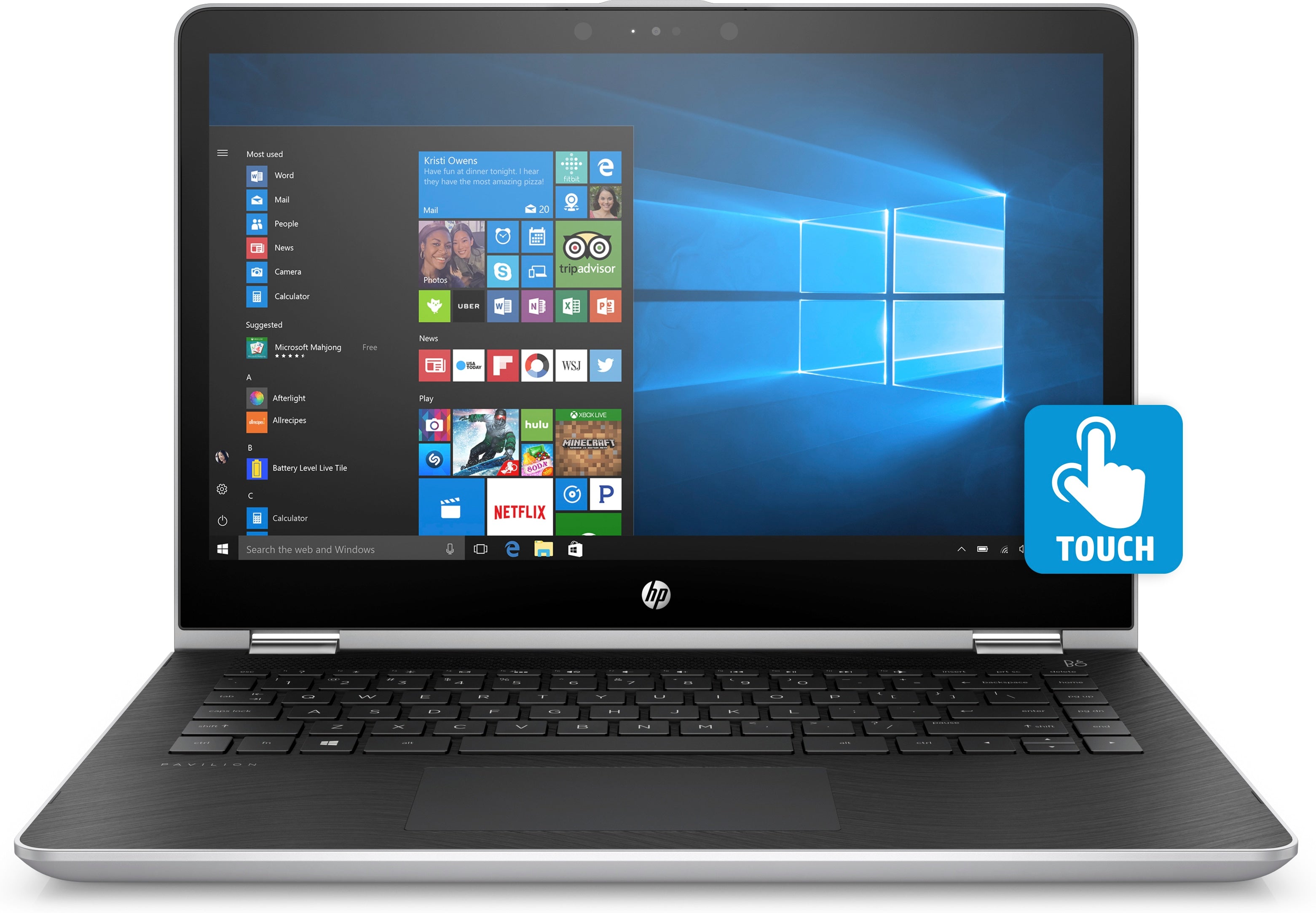 HP Pavilion x360 14-ba110nr 14" HD (Touchscreen) Convertible Notebook, Intel Core i5-8250U, 1.60GHz, 8GB RAM, 256GB SSD, Windows 10 Home 64-bit - 3WE91UA#ABA