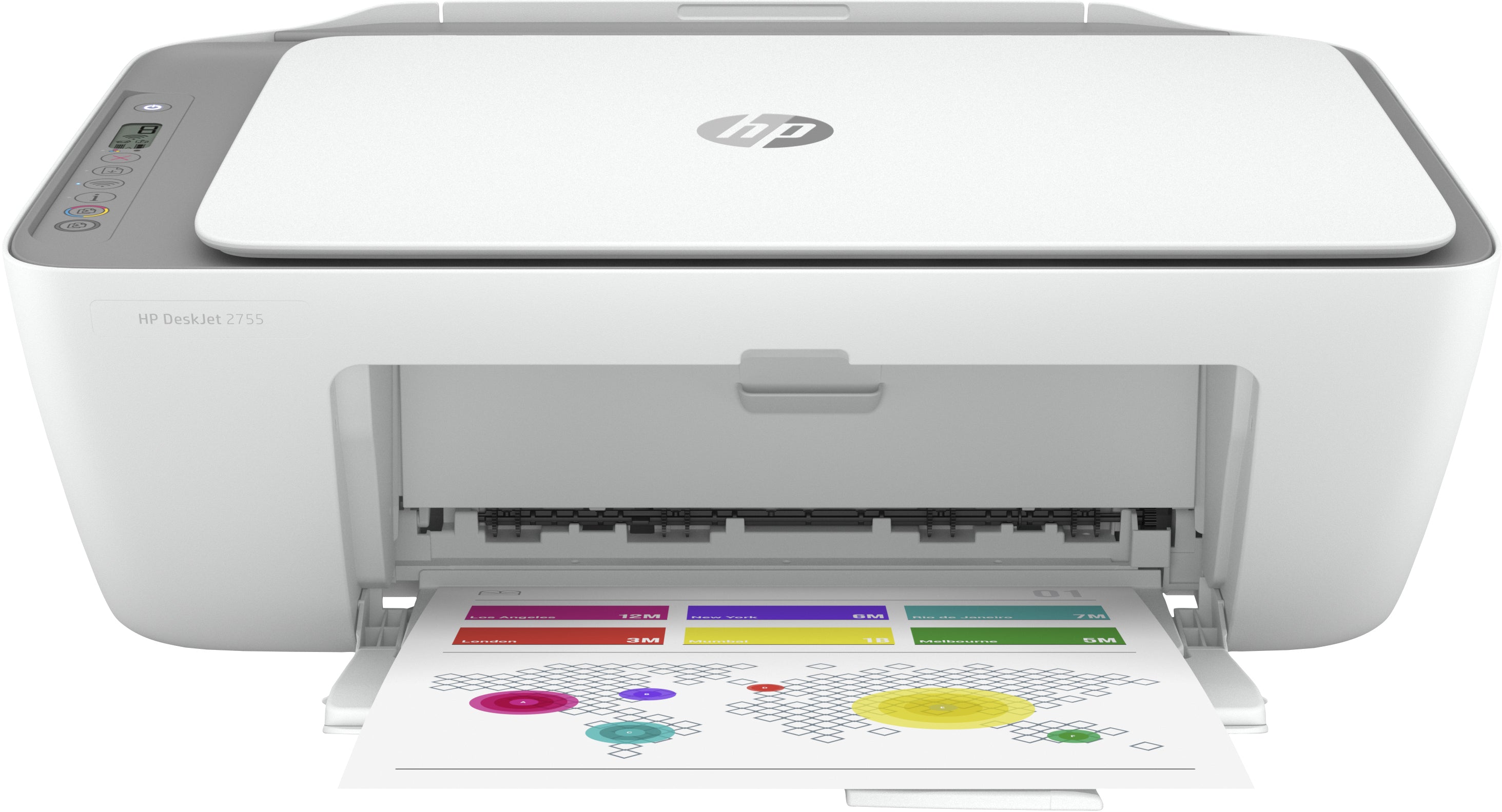 HP DeskJet 2755 All-in-One Color Inkjet Printer, 7.5/5.5 ppm, 86MB, WiFi, USB 2.0- 3XV17A#B1F