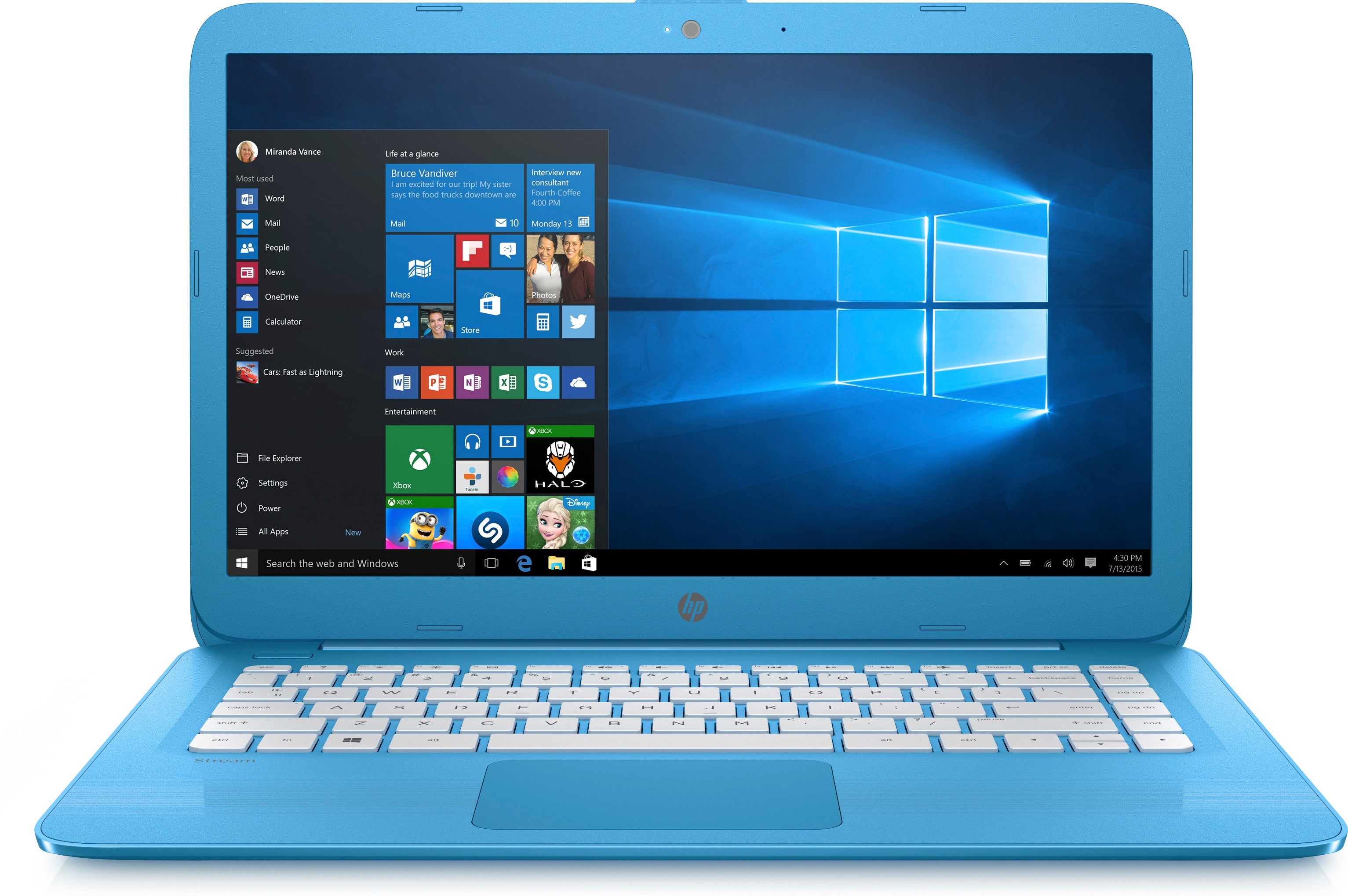 HP Stream 14-cb111wm 14" HD (Non-Touch) Laptop, Intel Celeron N4000, 1.10GHz, 4GB RAM, 32GB eMMC, Windows 10 Home in S mode + Office 365 Personal 1-year - 4AL69UA#ABA (Certified Refurbished)