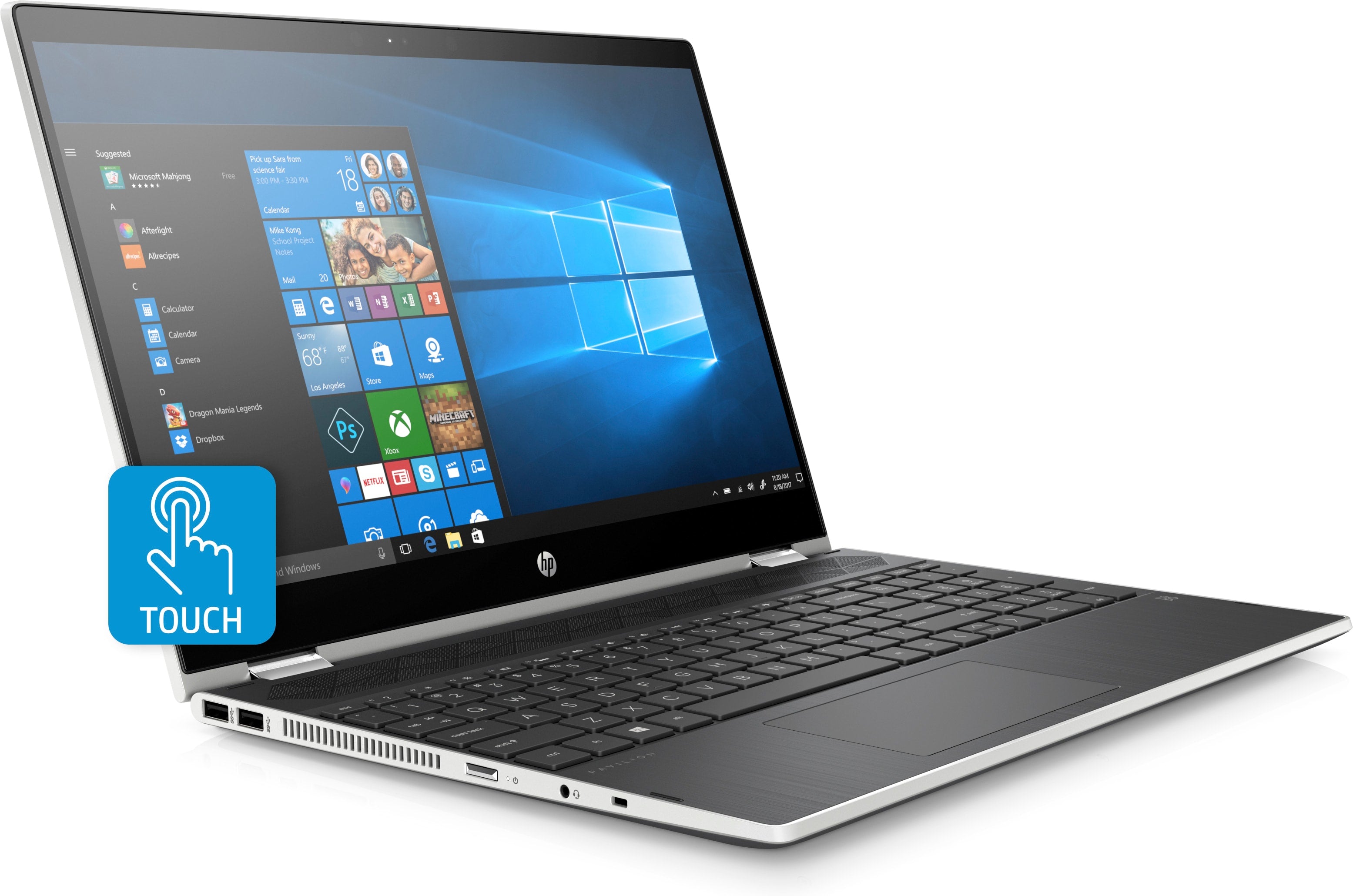 HP Pavilion x360 15-cr0091ms 15.6" FHD (Touchscreen) Convertible Notebook, Intel Core i5-8250U, 1.60GHz, 8GB RAM, 128GB SSD, Windows 10 Home 64-Bit- 4BV59UA#ABA