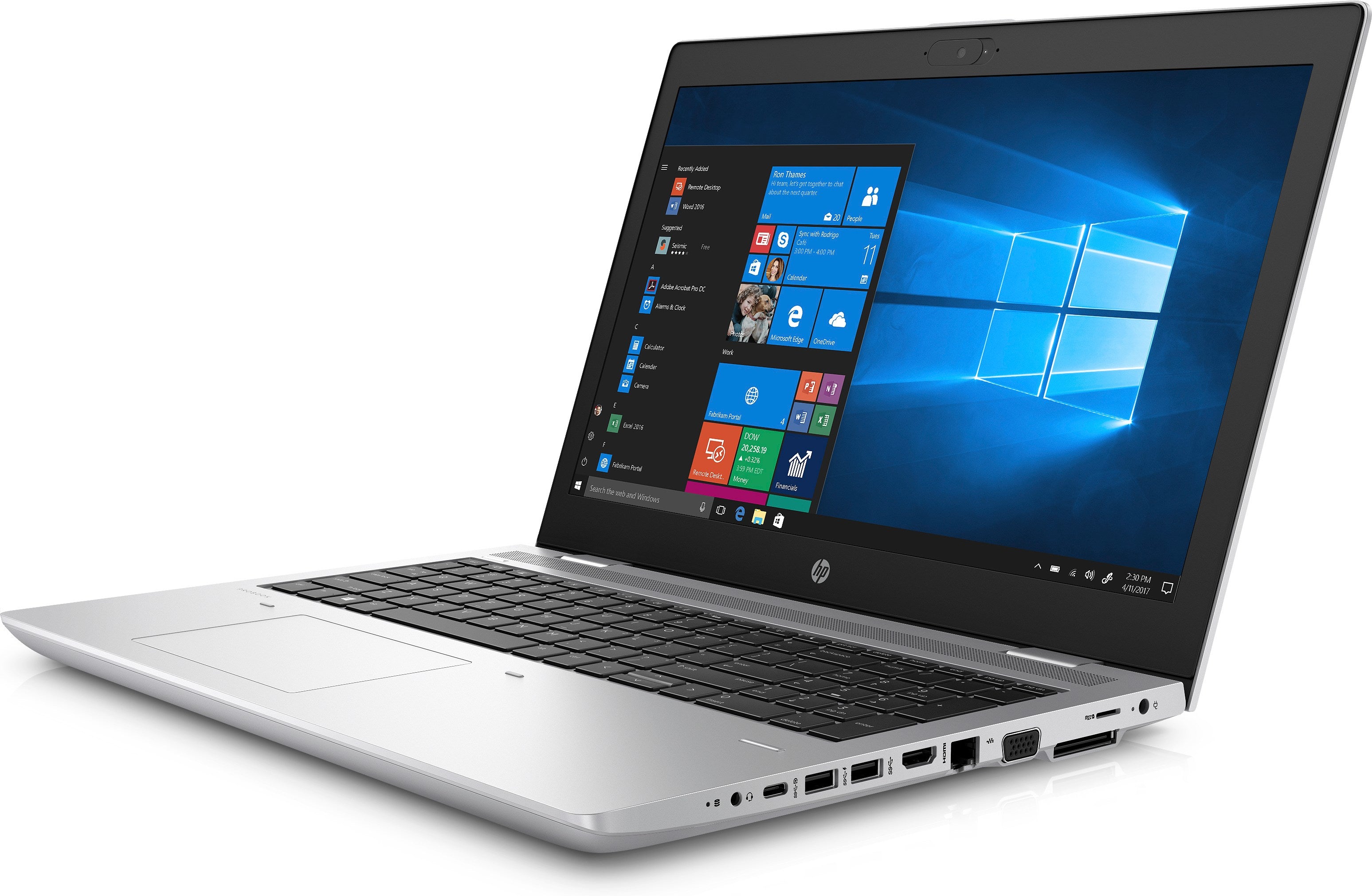 HP ProBook 650-G4 15.6" HD (Non-Touch) Notebook PC, Intel Core i7-8650U, 1.90GHz, 16GB RAM, 256GB SSD, Windows 10 Pro 64-Bit - 7KW07U8#ABA