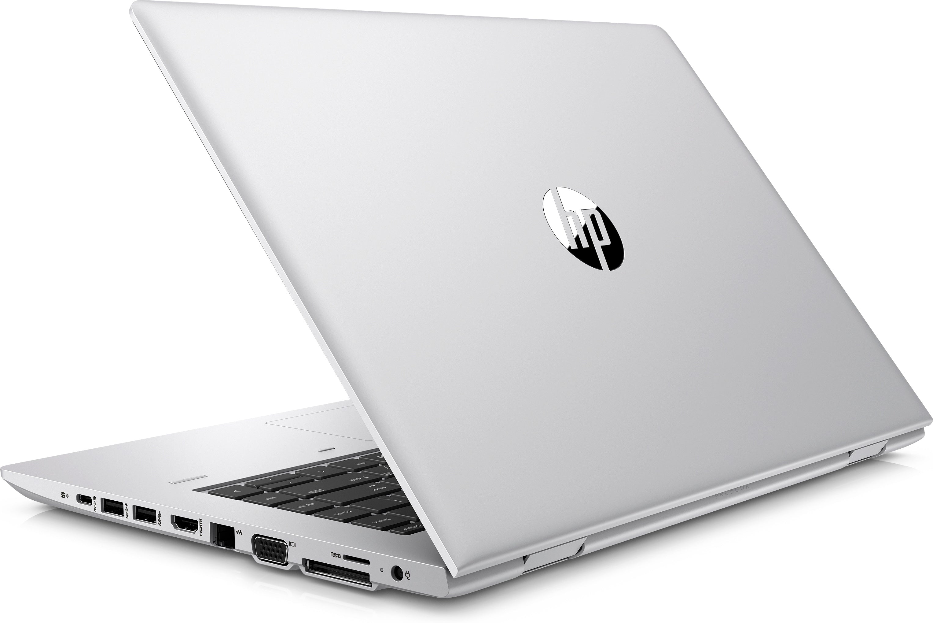 HP ProBook 645-G4 14" FHD (Non-Touch) Business Notebook, AMD Ryzen 7-2700U, 2.20GHz, 8GB RAM, 256GB SSD, Windows 10Pro 64-Bit, Silver- 4LB42UT#ABA