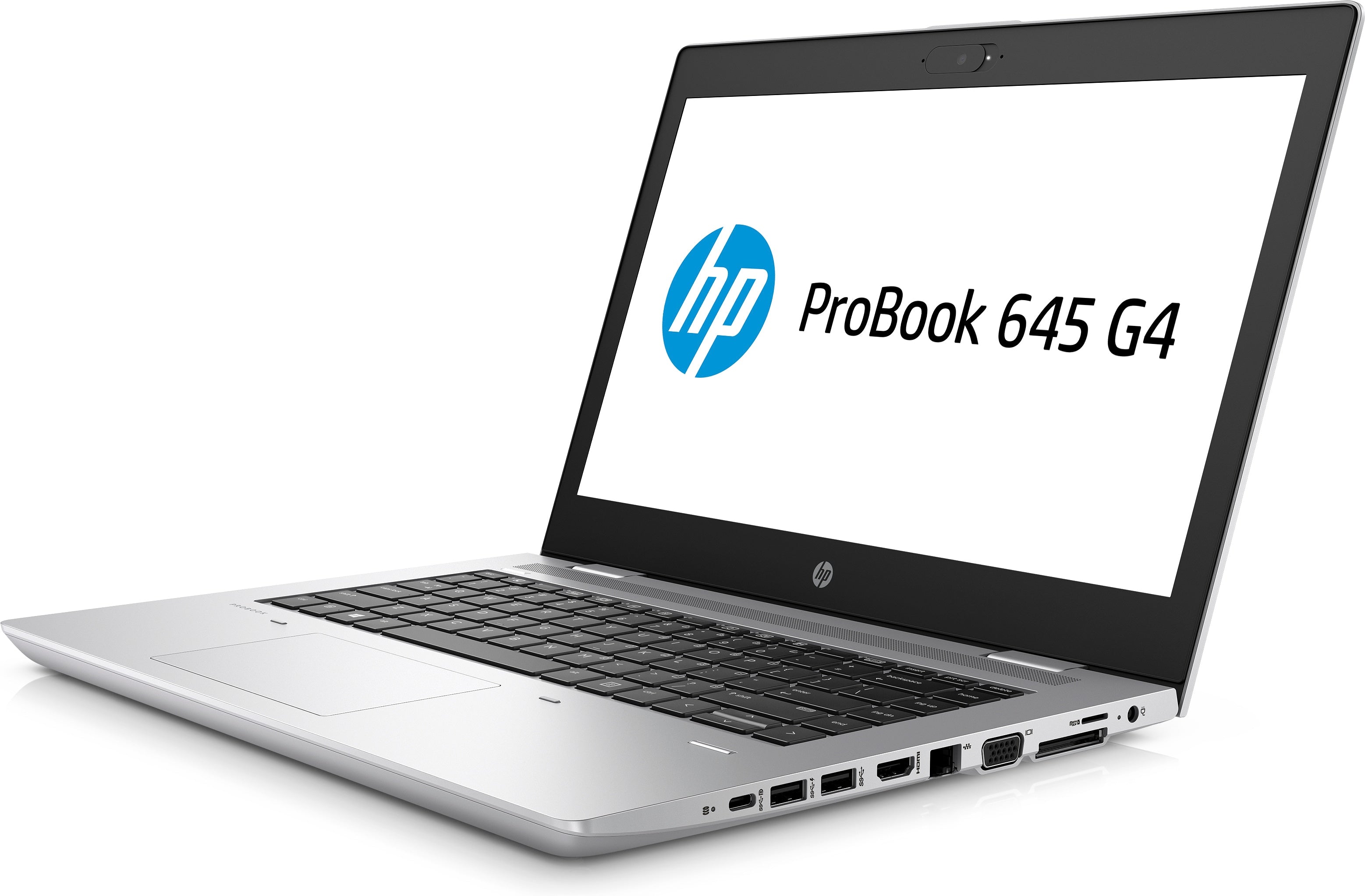 HP ProBook 645-G4 14" FHD (Non-Touch) Business Notebook, AMD Ryzen 7-2700U, 2.20GHz, 8GB RAM, 256GB SSD, Windows 10Pro 64-Bit, Silver- 4LB42UT#ABA