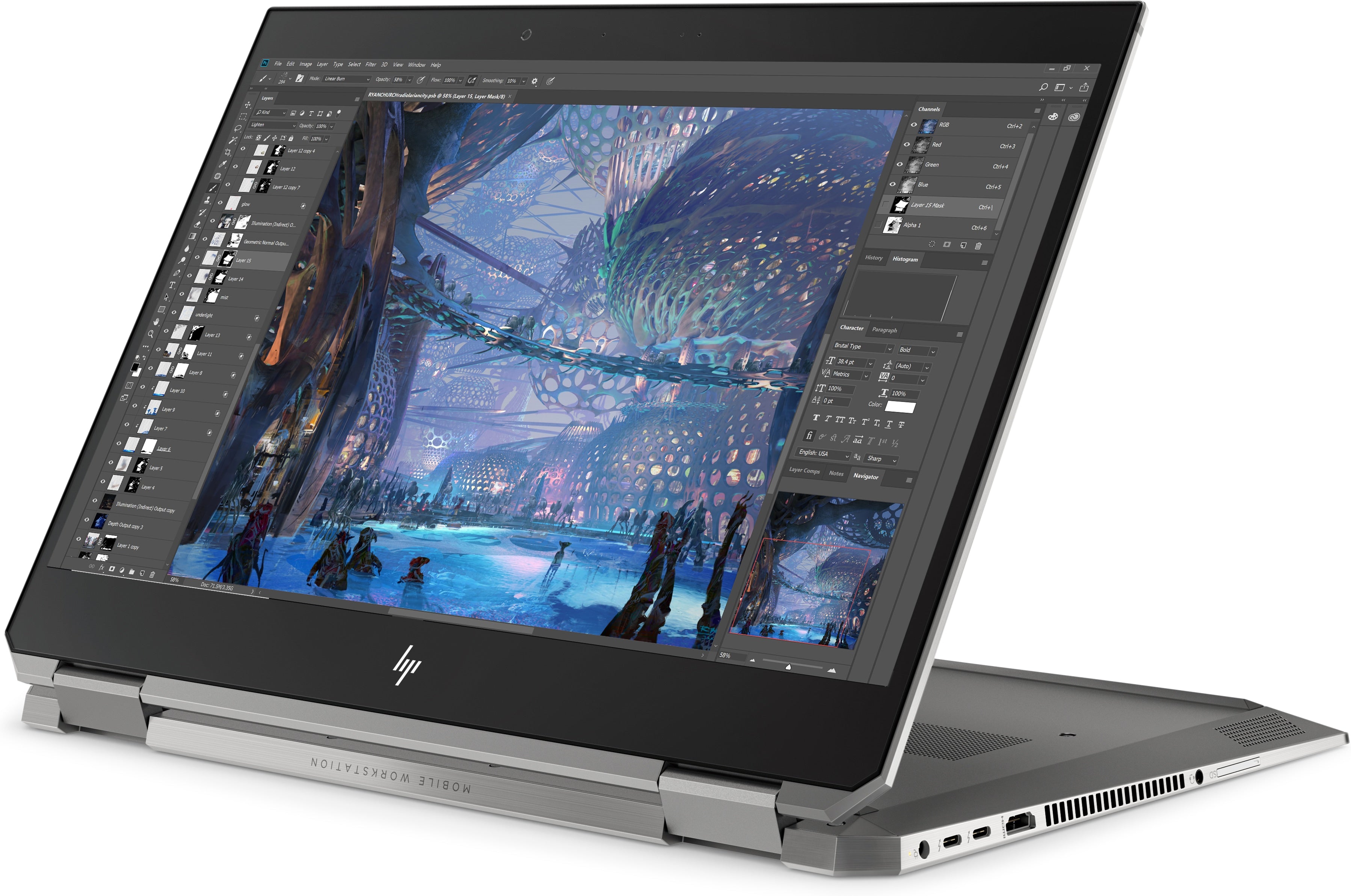 HP ZBook Studio x360 G5 Convertible Mobile Workstation, 15.6" Full HD (Touchscreen) Display, Intel Core i5, 2.30GHz, 8GB RAM, 256GB SSD, Windows 10 Pro 64-Bit- 4NL02UT#ABA