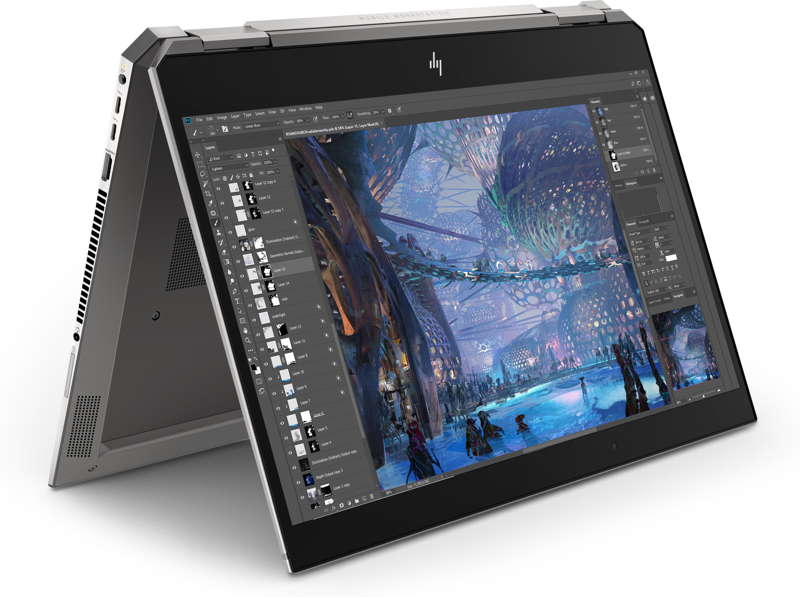 HP ZBook Studio x360 G5 Convertible Mobile Workstation, 15.6" Full HD (Touchscreen) Display, Intel Core i5, 2.30GHz, 8GB RAM, 256GB SSD, Windows 10 Pro 64-Bit- 4NL02UT#ABA
