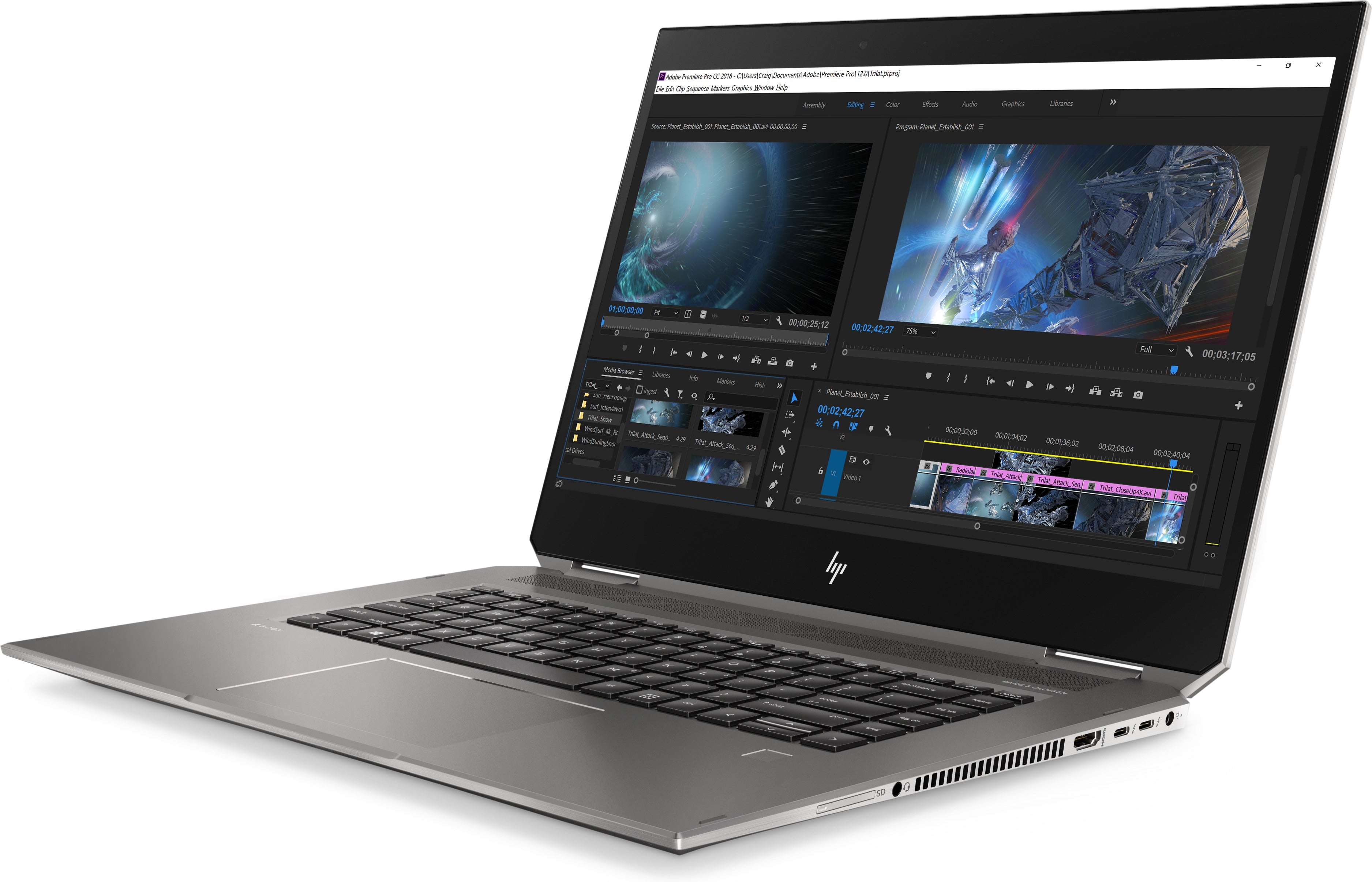 HP ZBook Studio X360 G5 15.6" 4K UHD (Touch) Convertible Mobile Workstation, Intel i9-9880H, 2.30GHz, 32GB RAM, 1TB SSD, Win10P - 2R706UT#ABA (Certified Refurbished)