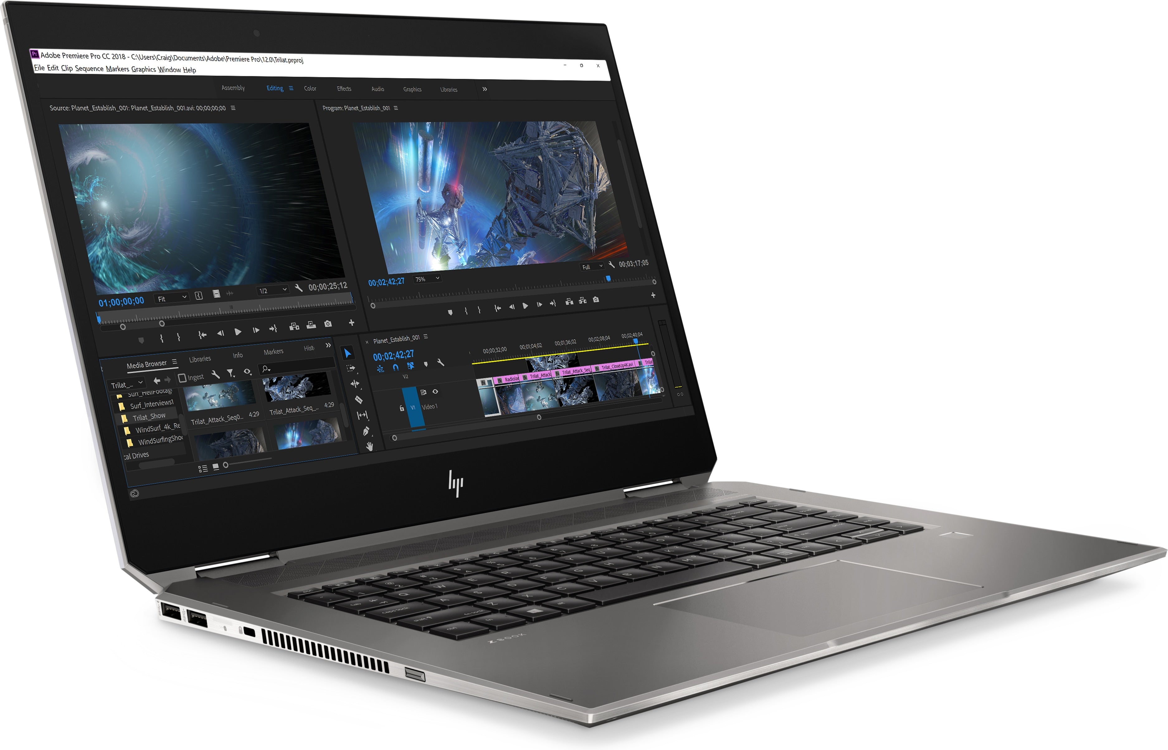 HP ZBook Studio X360 G5 15.6" 4K UHD Convertible Mobile Workstation, Intel i7-9750H, 2.60GHz, 16GB RAM, 512GB SSD, Win10P - 8XA64UT#ABA (Certified Refurbished)