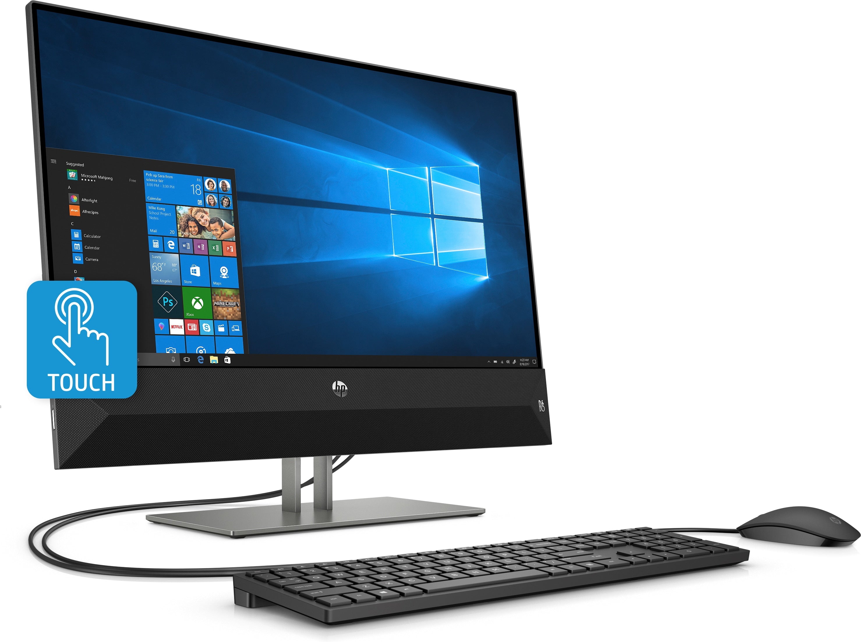 HP Pavilion 24-xa0021 23.8" FHD (Touchscreen) All-in-One Desktop PC, AMD Ryzen 3-2300U, 2.0GHz, 8GB RAM, 1TB HDD, Windows 10 Home 64-Bit - 4NM69AA#ABA