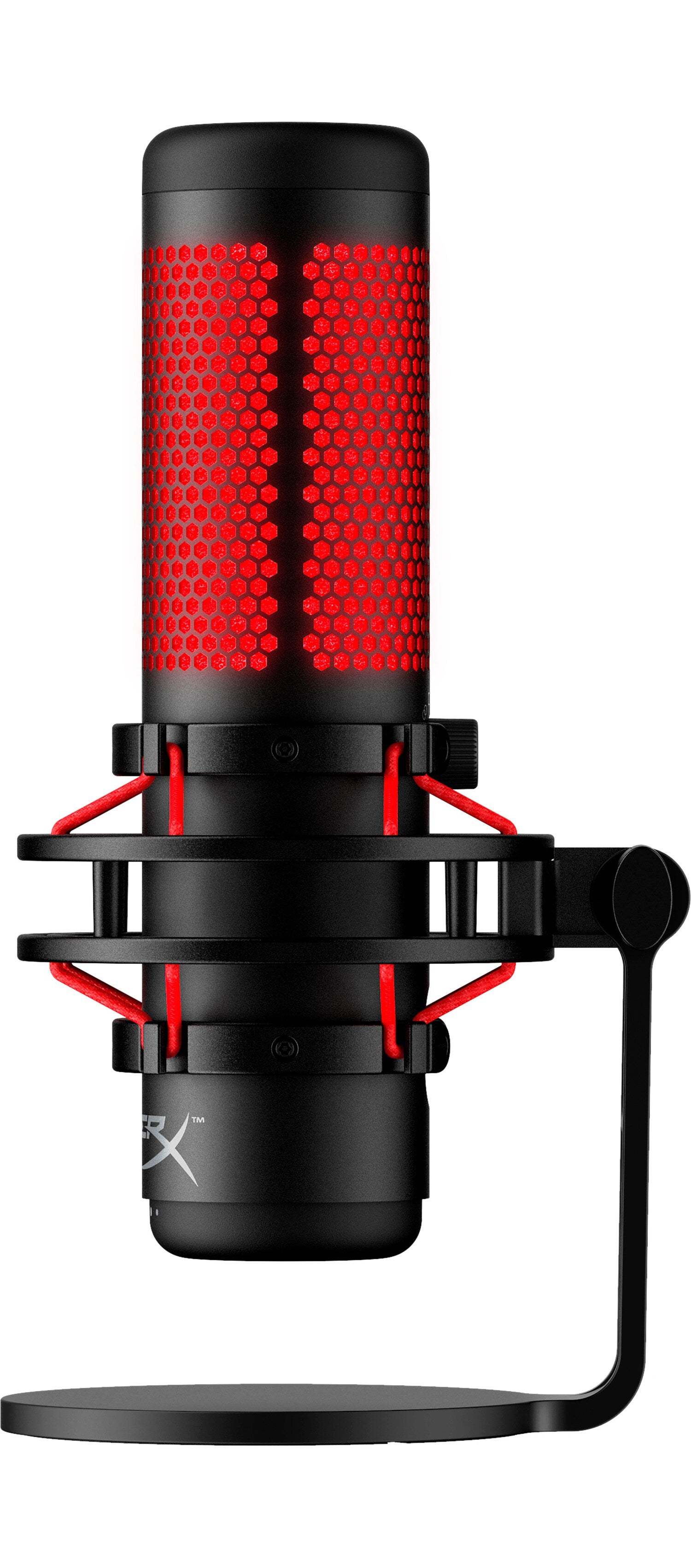 HP HyperX QuadCast USB Microphone, Red Lighting, 3.5mm, Bidirectional, Black-Red - 4P5P6AA