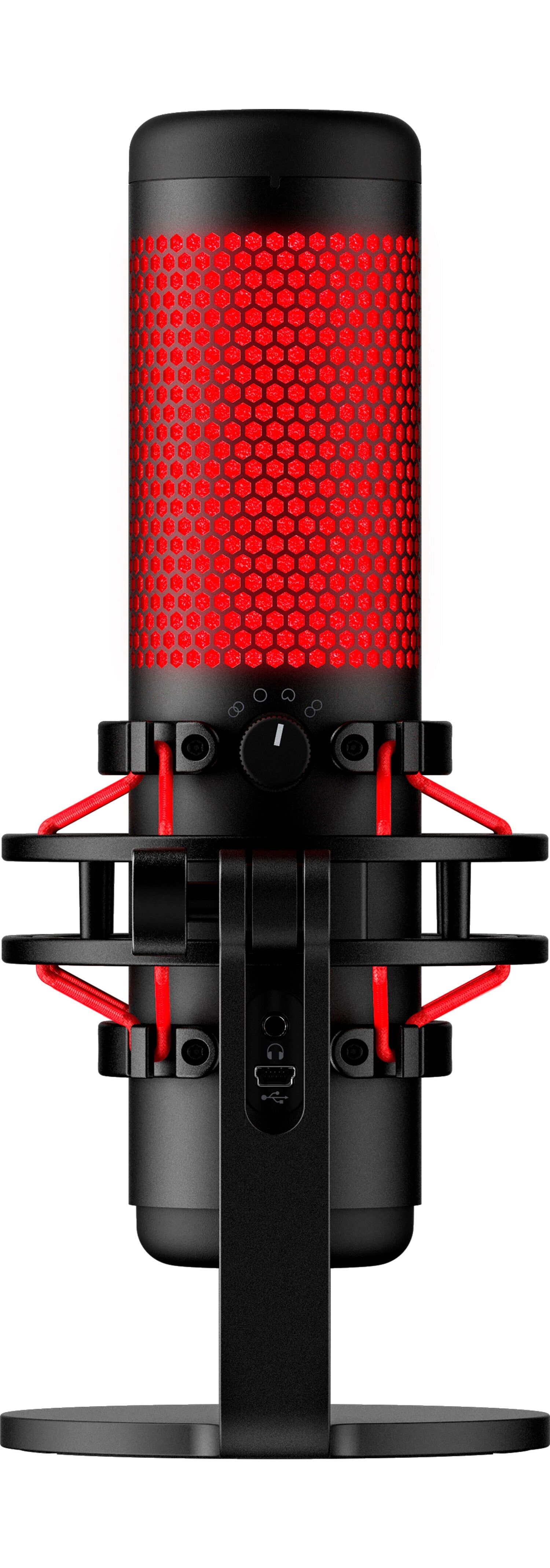 HP HyperX QuadCast USB Microphone, Red Lighting, 3.5mm, Bidirectional, Black-Red - 4P5P6AA