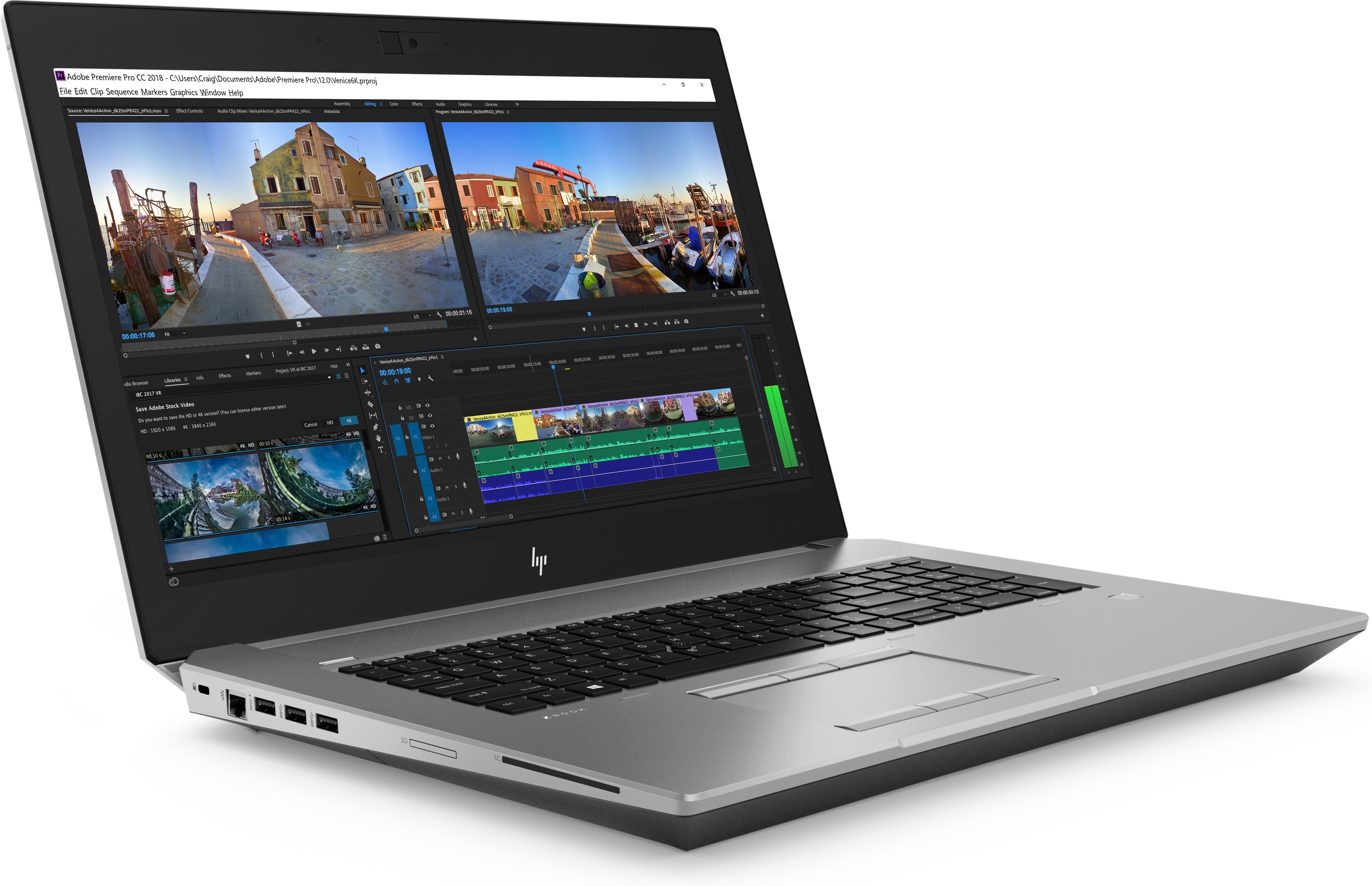 HP ZBook 17 G5 17.3" 4K Ultra HD (Non-Touch) Mobile Workstation, Intel Xeon E-2186M, 2.90GHz, 16GB RAM, 512GB SSD, Windows 10 Pro 64-bit - 4RA65UT#ABA