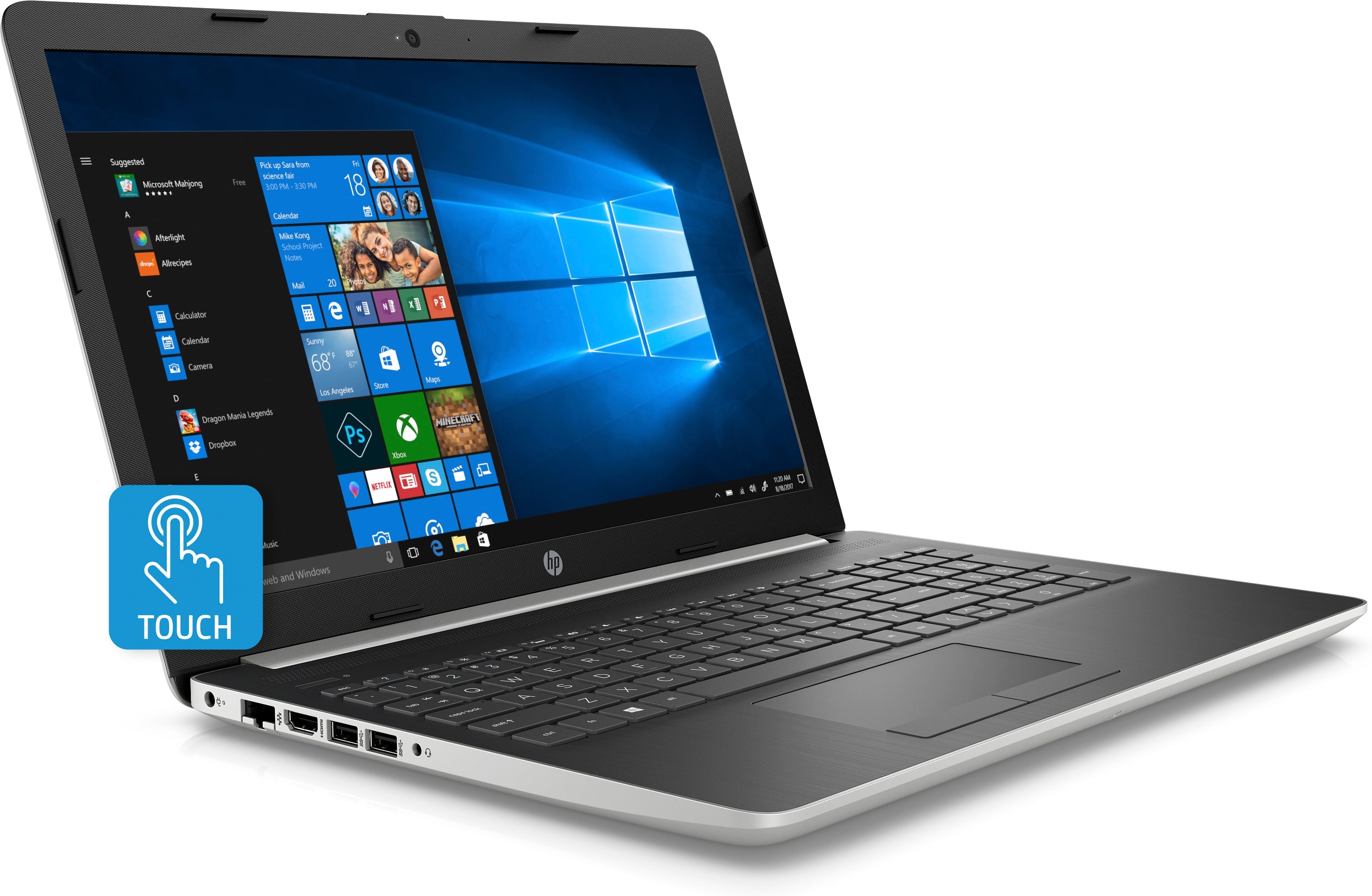 HP 15-da0007cy 15.6" HD (Touchscreen) Notebook, Intel Core i3-8130U, 2.20GHz, 8GB RAM, 1TB SATA, Windows 10 Home 64-Bit + Office 365 Personal 1-Year Subscription - 4SQ74UA#ABA (Certified Refurbished)