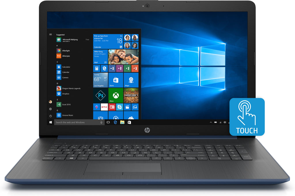 HP 17-by0026cy 17.3" HD+ (Touchscreen) Notebook, Intel Core i3-8130U, 2.20Ghz, 4GB RAM, 1TB SATA + 16GB Optane, Windows 10 Home 64-Bit, Twilight Blue & Ash Silver - 4XN54UA#ABA (Certified Refurbished)