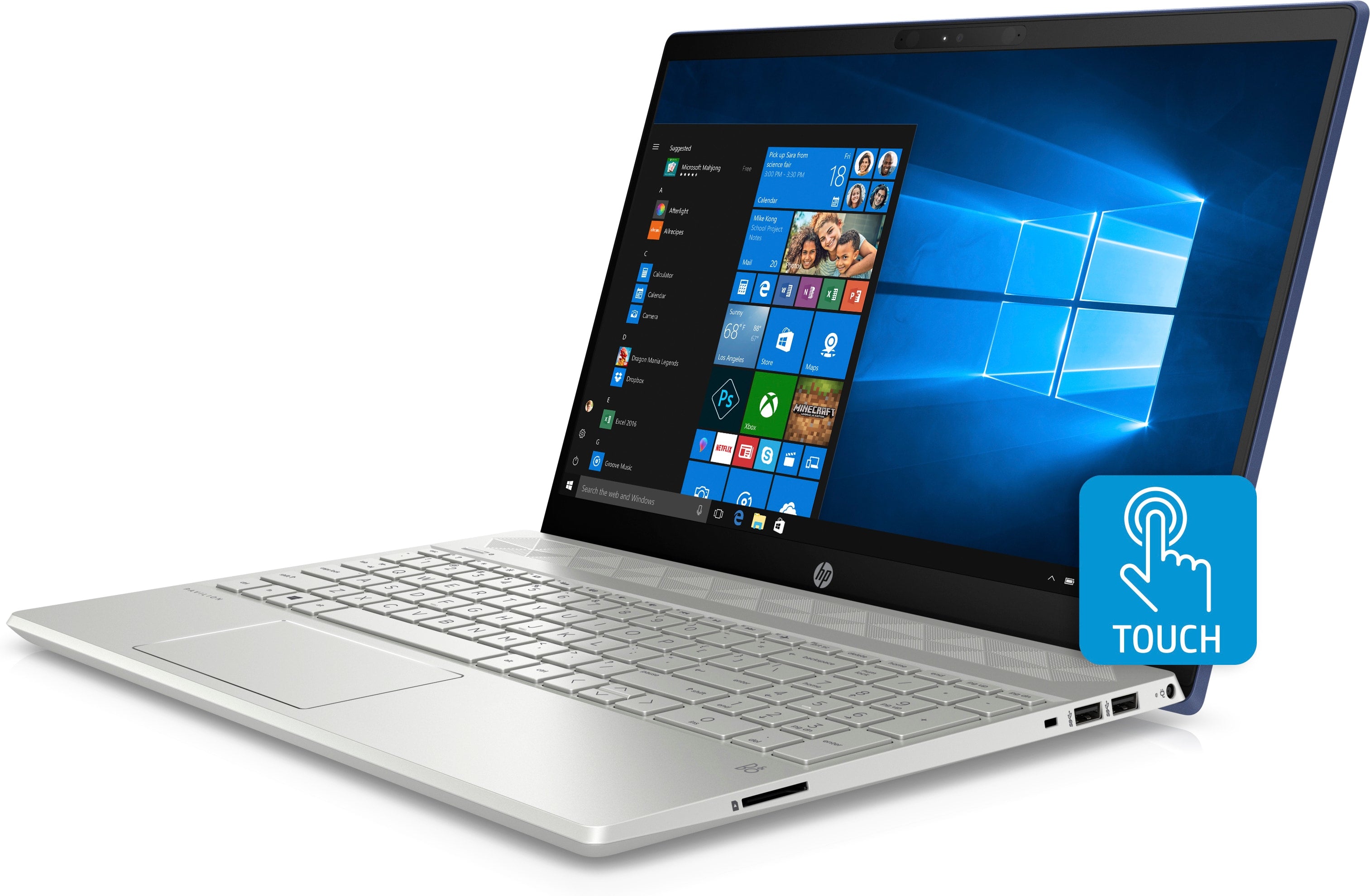 HP Pavilion 15-cw0007cy 15.6" HD (Touchscreen) Notebook, AMD Ryzen3 2300U, 2GHz, 8 GB RAM, 1 TB HDD, Windows 10 Home 64-Bit - 4YN04UA#ABA (Certified Refurbished)