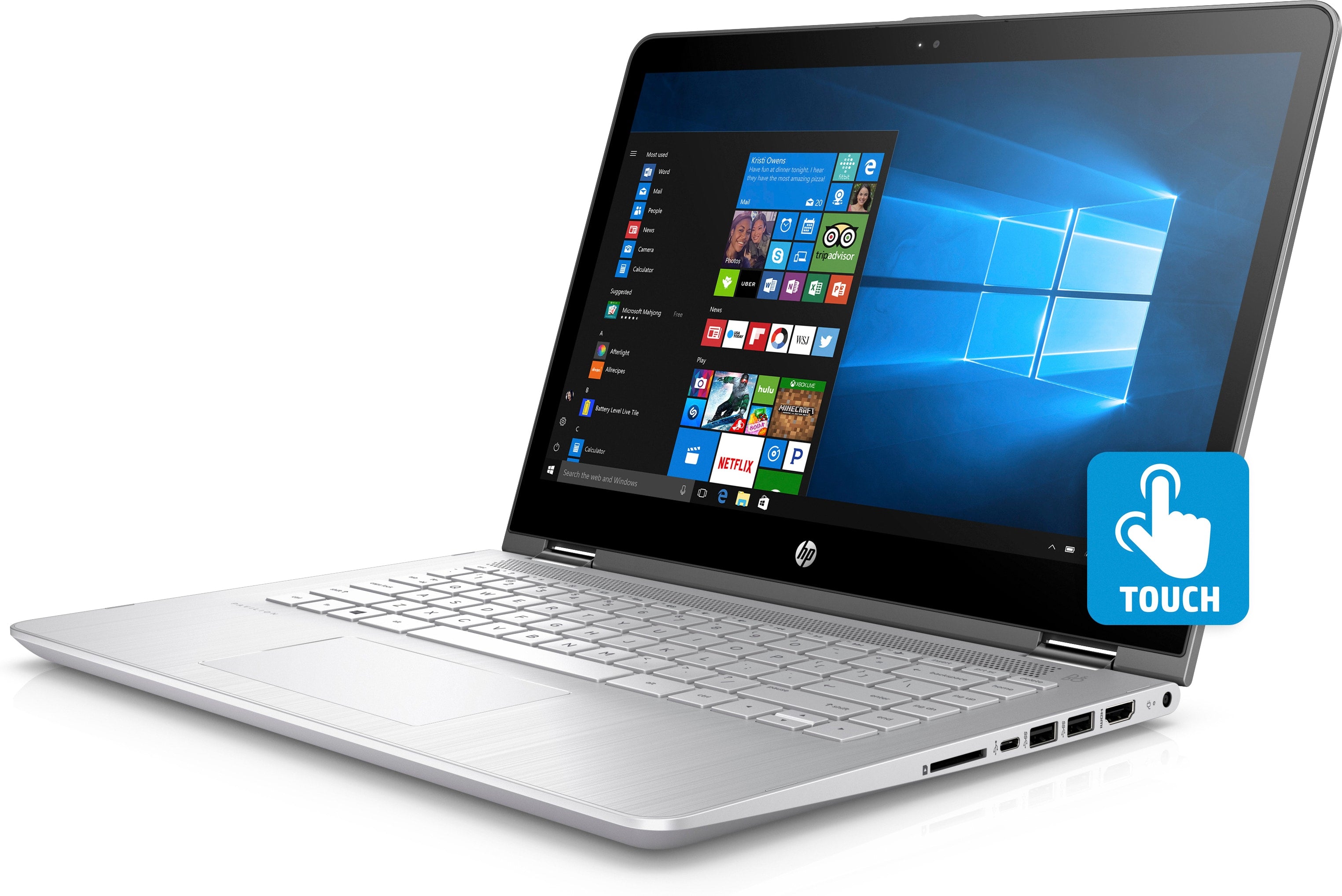 HP Pavilion x360 14-ba174cl 14" FHD Touchscreen 2 in 1 Notebook, Intel Core i5, 2.40GHz, 8GB RAM, 256GB SSD, Windows 10 Home - 4KU00UA#ABA (Certified Refurbished)