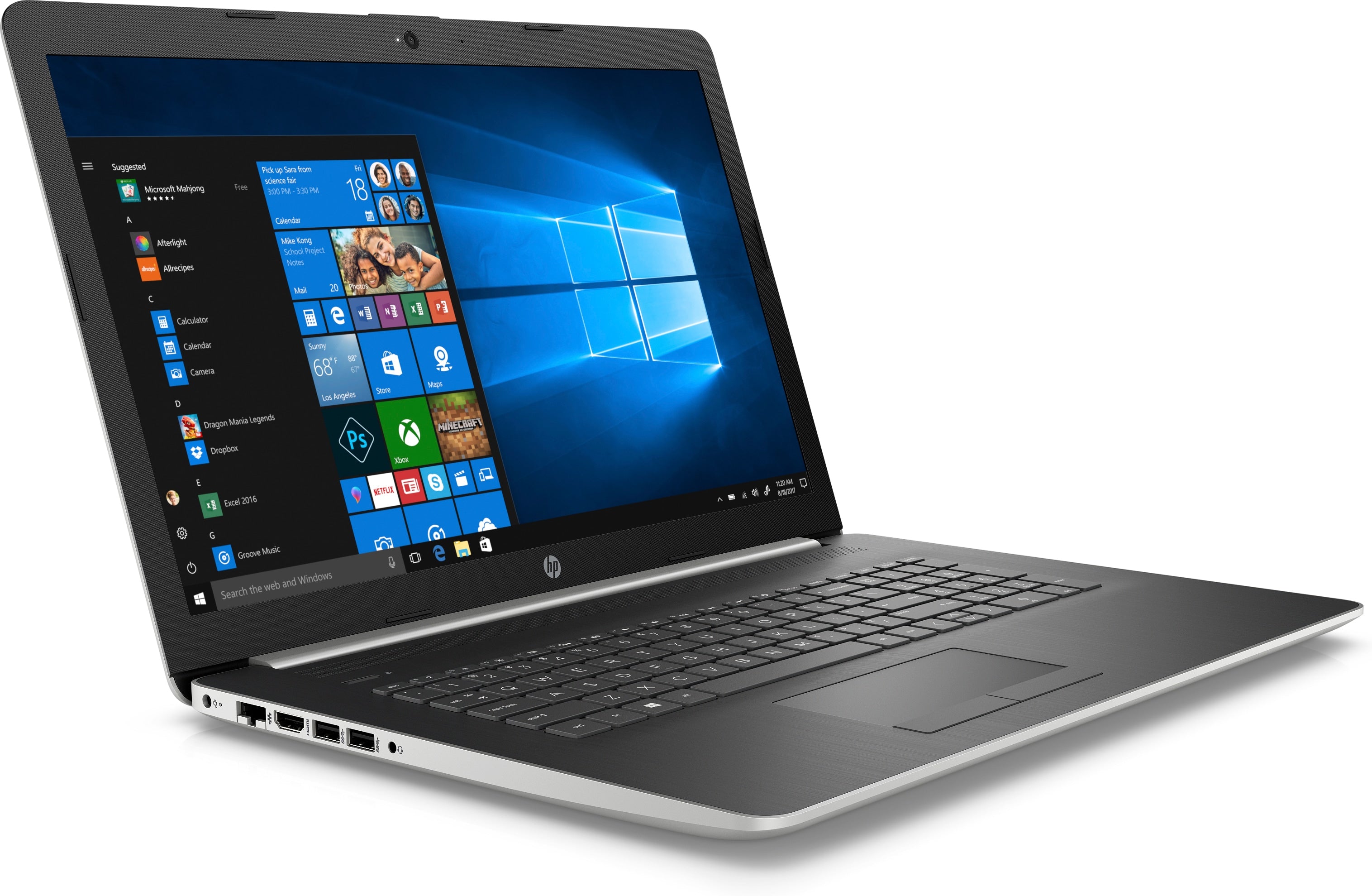 HP 17-by0035cl 17.3" Full HD (Non-Touch) Laptop, Intel Core i7-8550U, 1.80GHz, 16GB RAM, 1TB HDD, Windows 10 Home, Silver- 5GN96UA#ABA (Certified Refurbished)