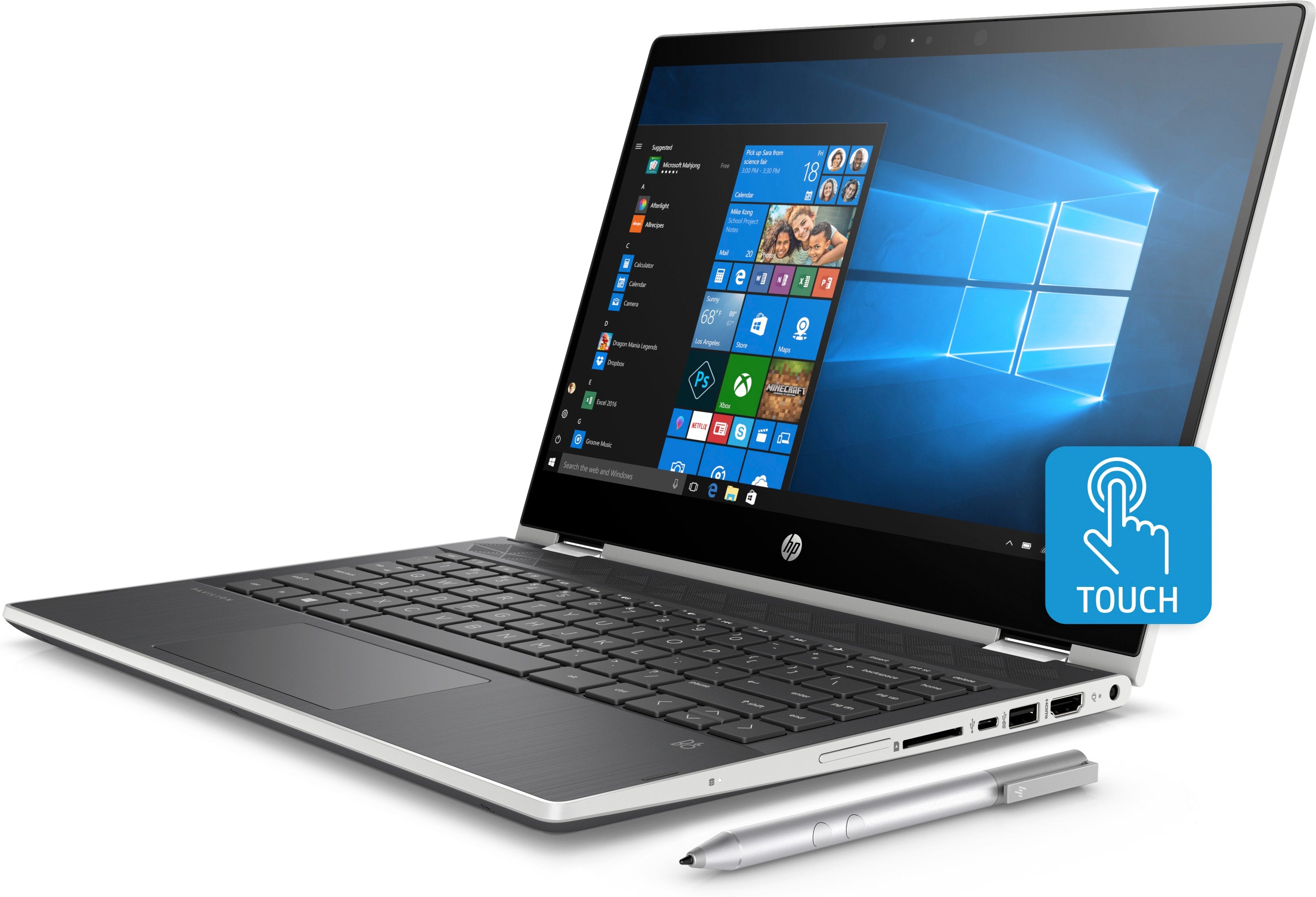 HP Pavilion X360 14m-cd0006dx Convertible Touchscreen Notebook 14" HD, Intel Core i3, 2.20GHz, 8GB RAM, 128GB SSD, Windows 10 Home 64-Bit- 5BM74UA#ABA