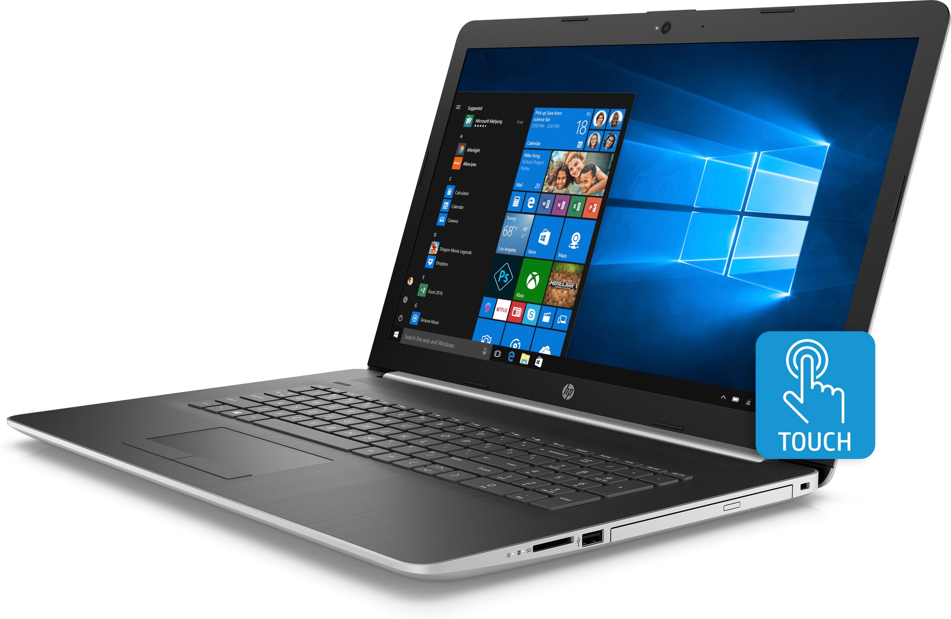 HP 17-ca0006ds 17.3" HD+ (Touchscreen) Notebook, AMD:R3-2300U, 2.0GHz, 8GB RAM, 1TB HDD, Windows 10 Home 64-Bit- 5FP58UA#ABA