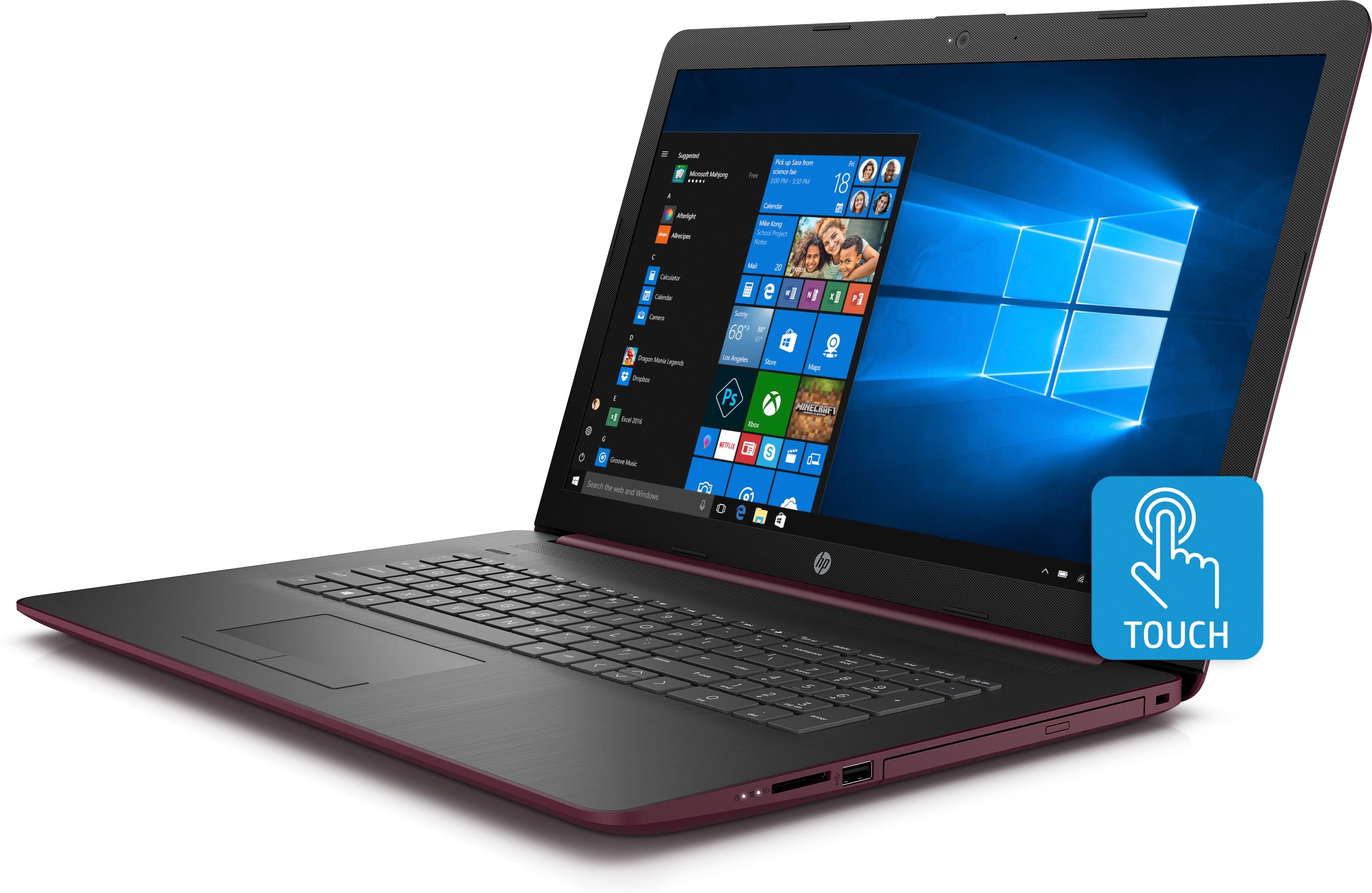HP 17-ca0007ds 17.3" HD+ (Touchscreen) Notebook, AMD:R3-2300U, 2.0GHz, 8GB RAM, 1TB HDD, Windows 10 Home 64-Bit- 5HG67UA#ABA (Certified Refurbished)