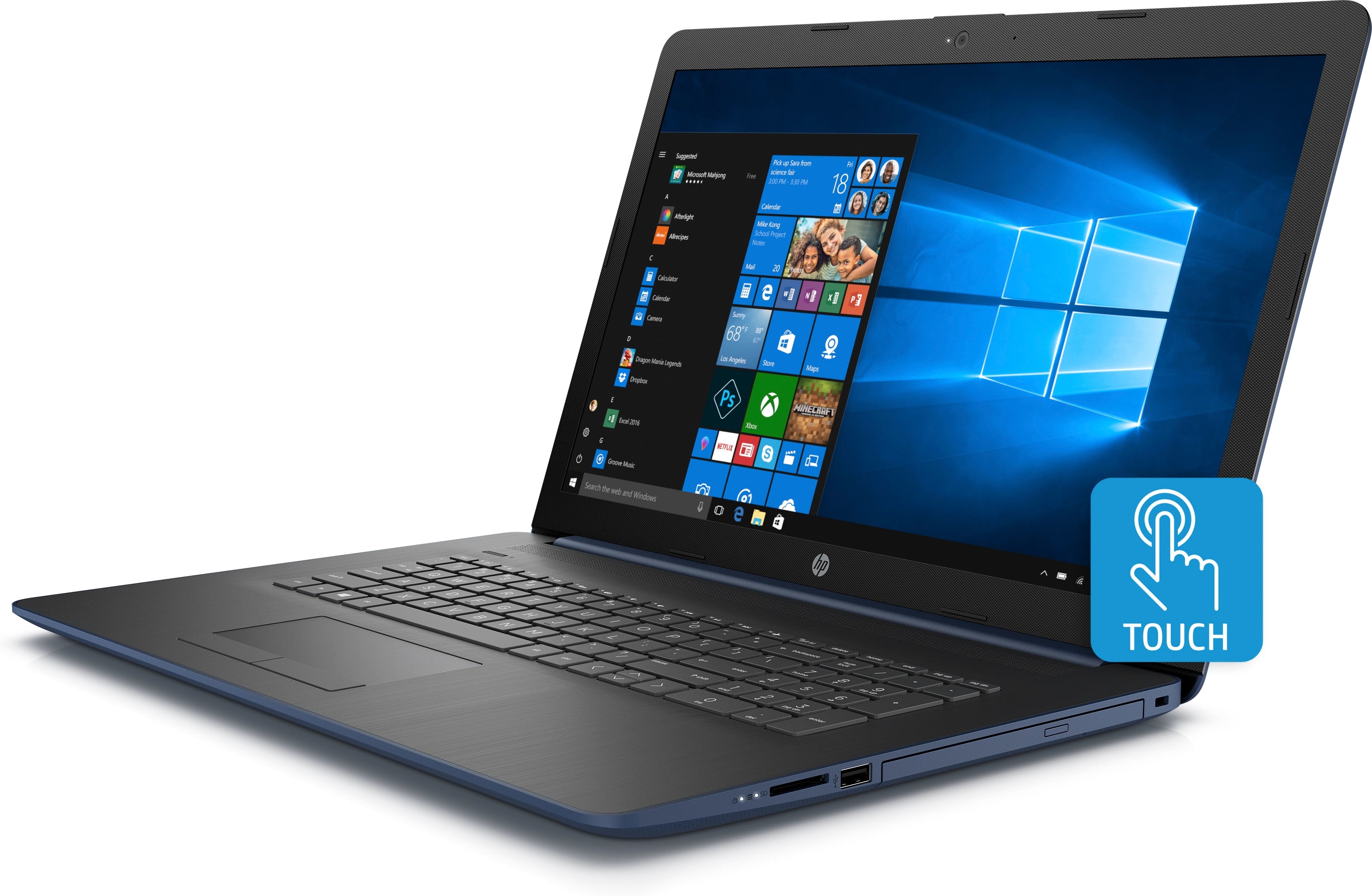 HP 17-ca0009ds 17.3" HD+ (Touchscreen) Notebook, AMD:R3-2300U, 2.0GHz, 8GB RAM, 1TB HDD, Windows 10 Home 64-Bit- 5HH08UA#ABA