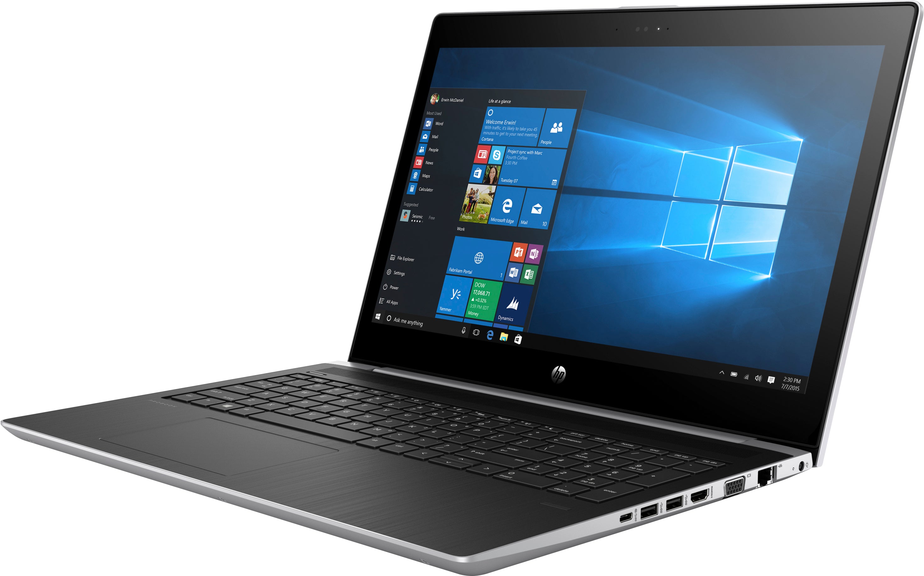 HP ProBook 450-G5 15.6" HD (Non-Touch) Notebook PC, Intel i5-7200U, 2.50GHz, 4GB RAM, 500GB HDD, Windows 10 Pro 64-Bit - 5HT18UT#ABA
