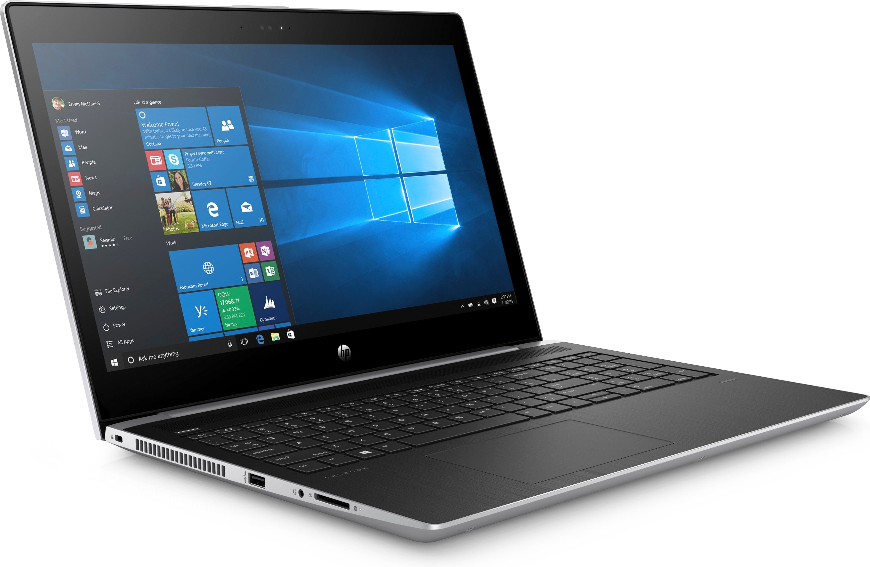 HP ProBook 450-G5 15.6" HD (Non-Touch) Notebook PC, Intel i5-7200U, 2.50GHz, 4GB RAM, 500GB HDD, Windows 10 Pro 64-Bit - 5HT18UT#ABA