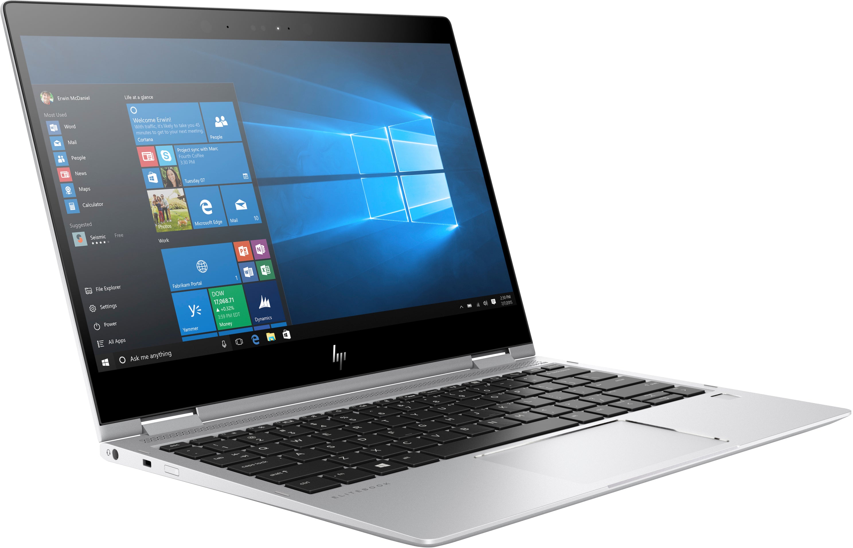 HP EliteBook X360 1020-G2 12.5" 4K UHD (Touchscreen) Convertible Notebook PC, Intel Core: i5-7200U, 2.50 GHz, 16GB RAM, 256GB SSD, Windows 10 Pro 64-Bit - 5KZ76UT#ABA