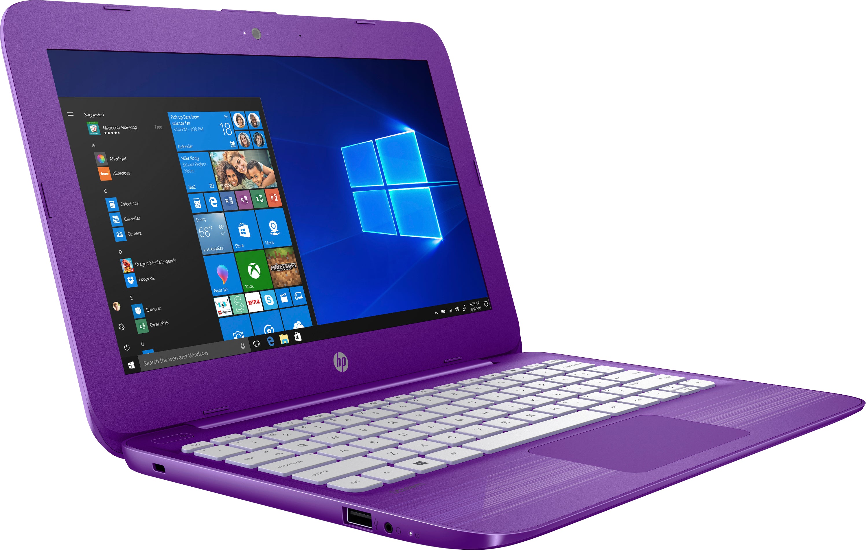 HP Stream 11-ah020nr 11.6" HD (Non-Touch) Notebook, Intel Celeron N3060, 1.60GHz, 4GB RAM, 32GB eMMC, Windows 10 Home in S mode - 5MP94UA#ABA