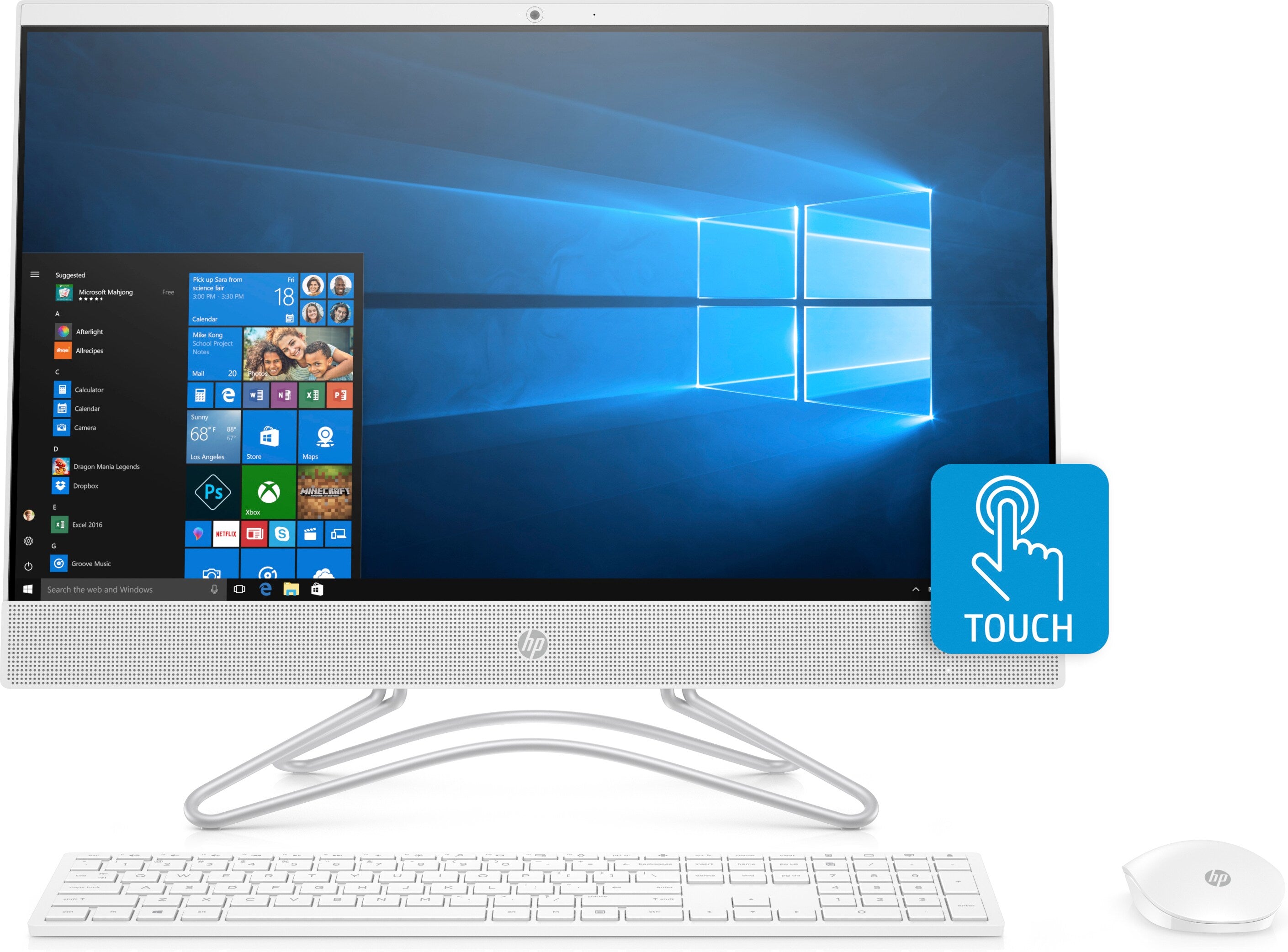 HP 24-f1060 23.8" Full HD (Touchscreen) All-in-One Computer, AMD Ryzen 5 3500U, 2.10GHz, 8GB RAM, 1TB SATA + 256GB SSD, Windows 10 Home 64-Bit - 5QB24AA#ABA
