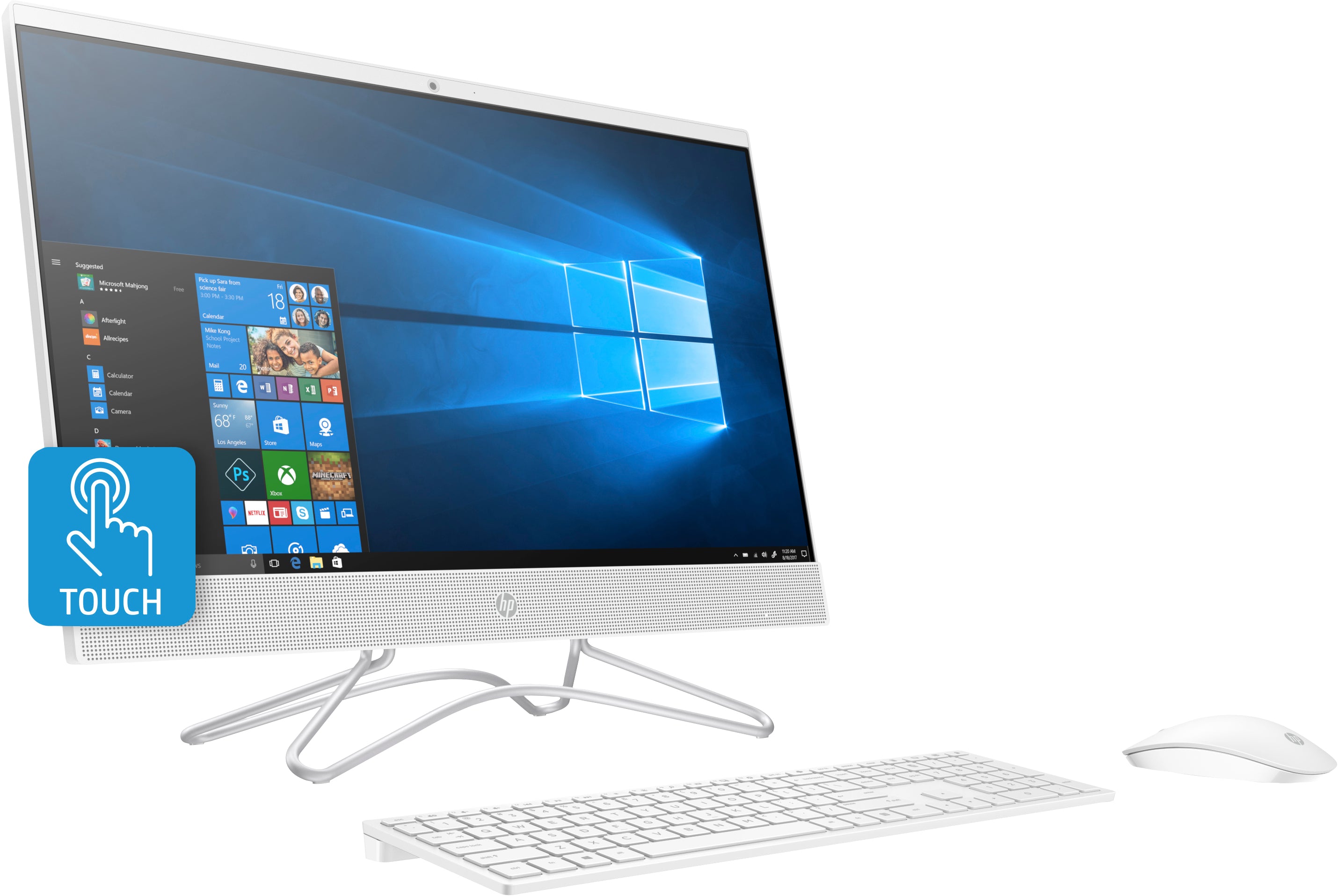 HP 24-f1060 23.8" Full HD (Touchscreen) All-in-One Computer, AMD Ryzen 5 3500U, 2.10GHz, 8GB RAM, 1TB SATA + 256GB SSD, Windows 10 Home 64-Bit - 5QB24AA#ABA