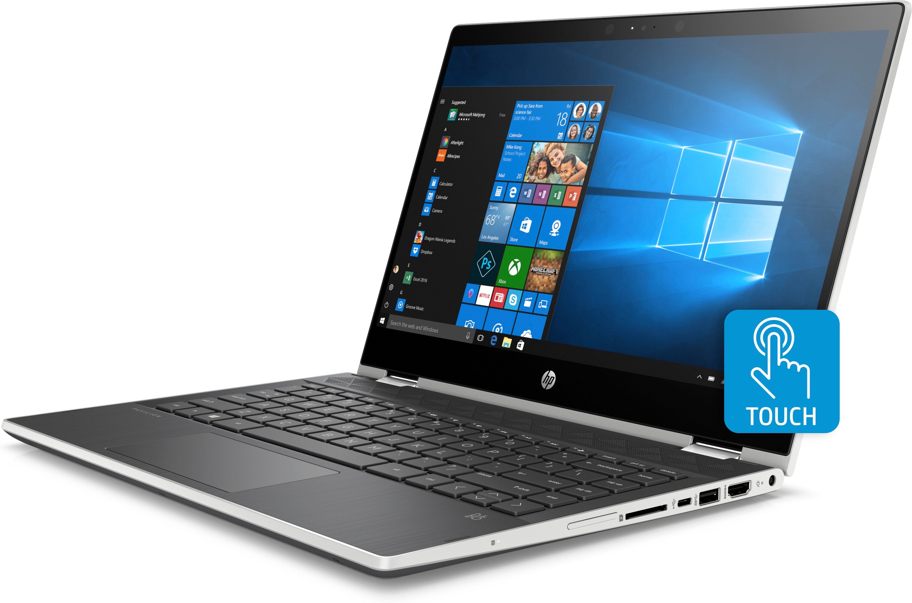 HP Pavilion x360 14-cd1010nr 14" HD (Touchscreen) Convertible Notebook, Intel Core i5-8265U, 1.60GHz, 8GB RAM, 256GB SSD, Windows 10 Home 64-Bit - 5TS83UA#ABA (Certified Refurbished)
