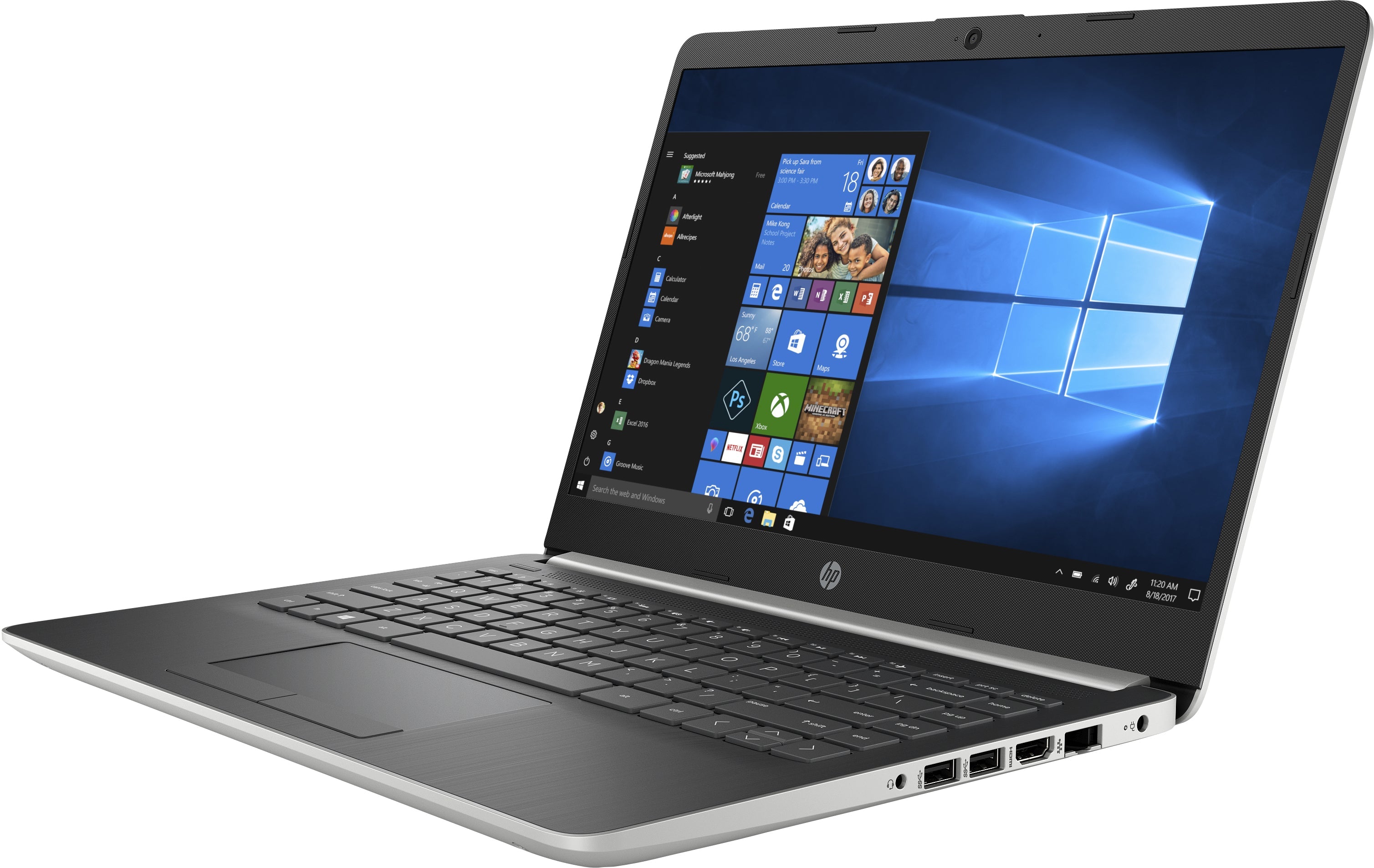 HP 14-dk0028wm 14" HD Notebook, AMD R3-3200U, 2.60GHz, 4GB RAM, 128GB SSD, Win10H-S - 7MP80UA#ABA (Certified Refurbished)
