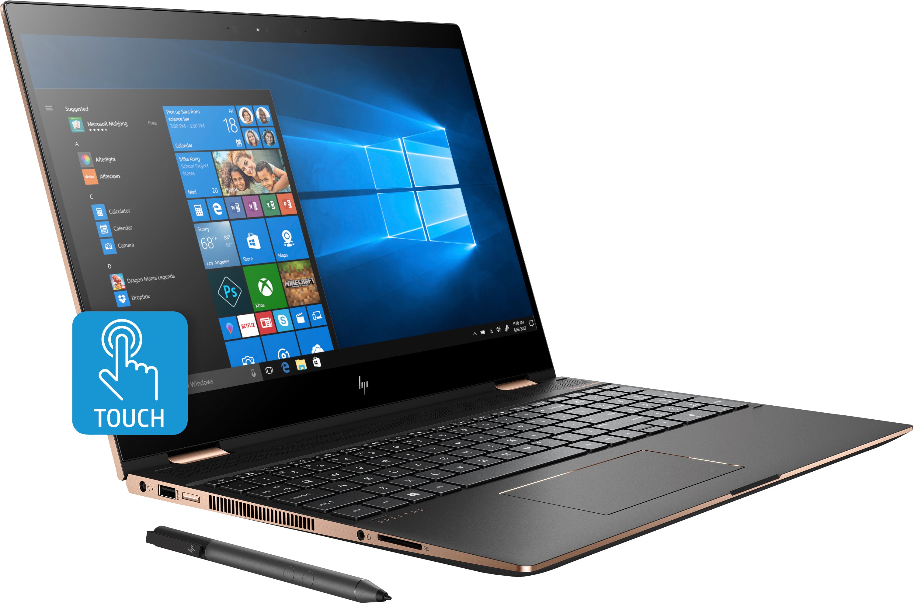 HP Spectre x360 15-ch017nr 15.6" 4K Ultra HD (Touchscreen) Convertible Notebook, Intel Core i7-8705G, 3.10 GHz, 16GB RAM, 512GB SSD, Windows 10 Home 64-Bit - 6GA90UA#ABA (Certified Refurbished)
