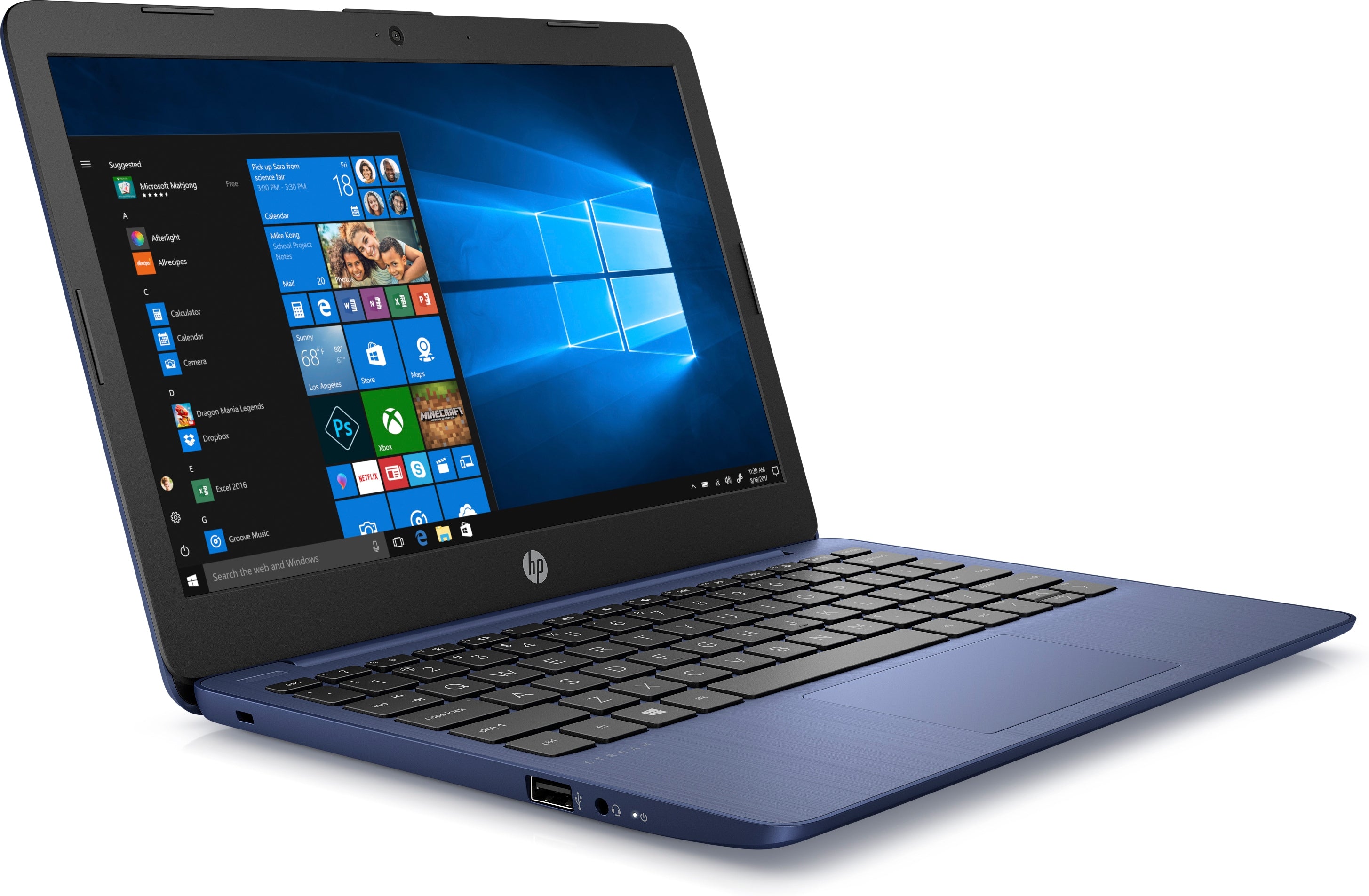 HP Stream 11-ak1010nr 11.6" HD (Non-Touch) Notebook, Intel Atom x5-E8000, 1.04GHz, 4GB RAM, 32GB eMMC, Windows 10 Home in S mode - 6QX57UA#ABA