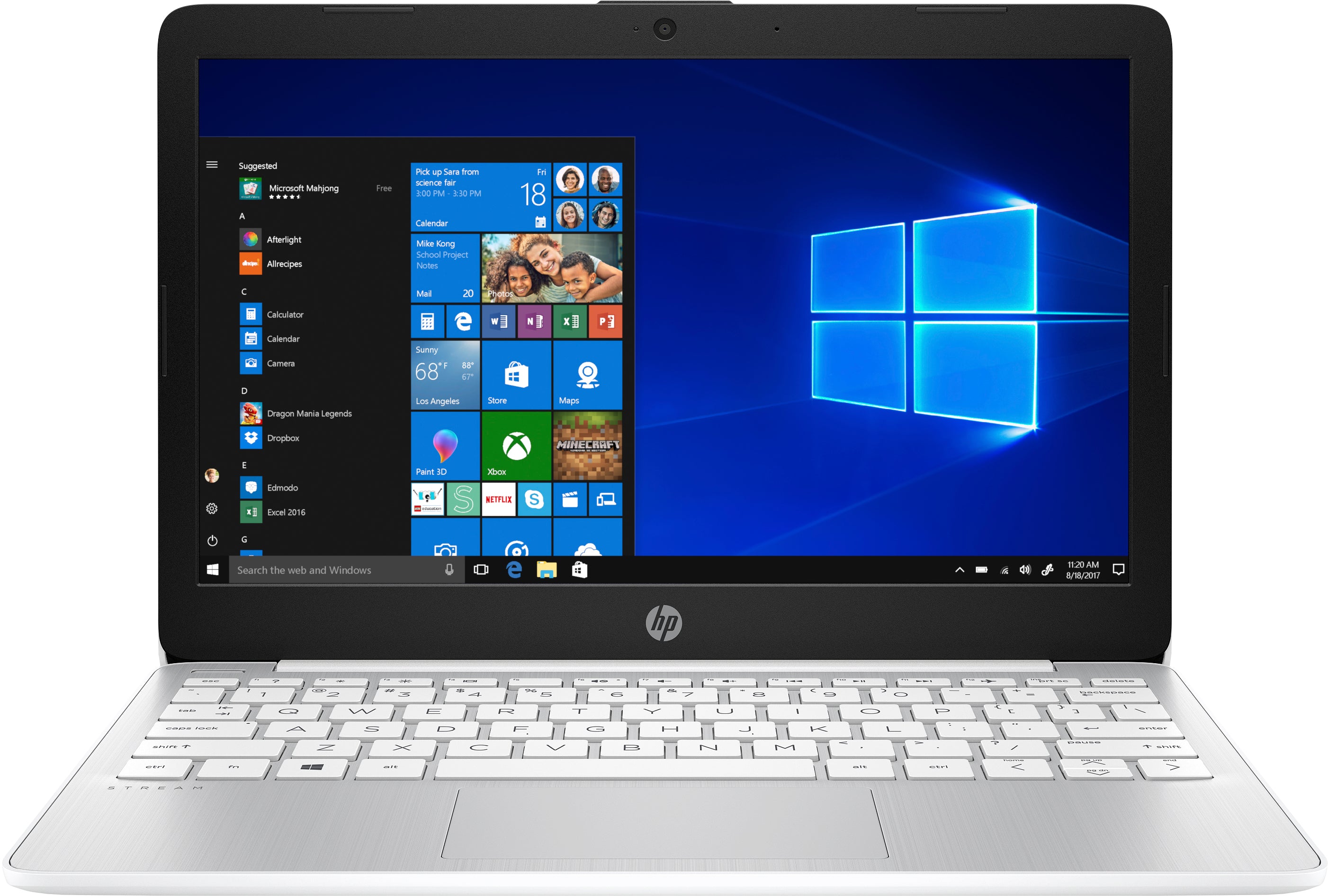 HP Stream 11-ak1020nr 11.6" HD (Non-Touch) Notebook, Intel Atom x5-E8000, 1.04GHz, 4GB RAM, 32GB eMMC, Windows 10 Home in S mode - 6QX58UA#ABA